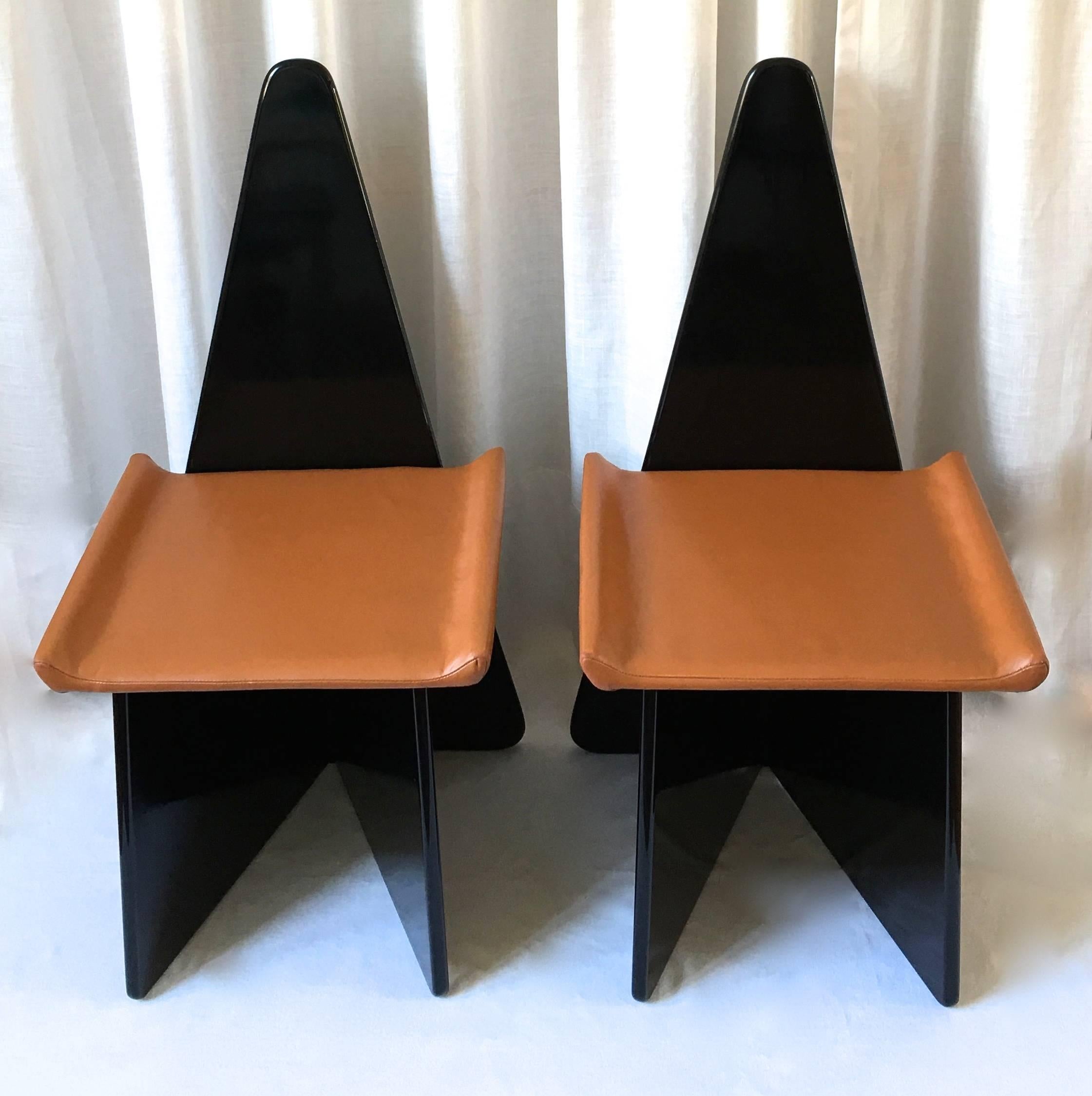 Italian Rare Pair of Post Modern Claudio Salocchi Chairs For Sale