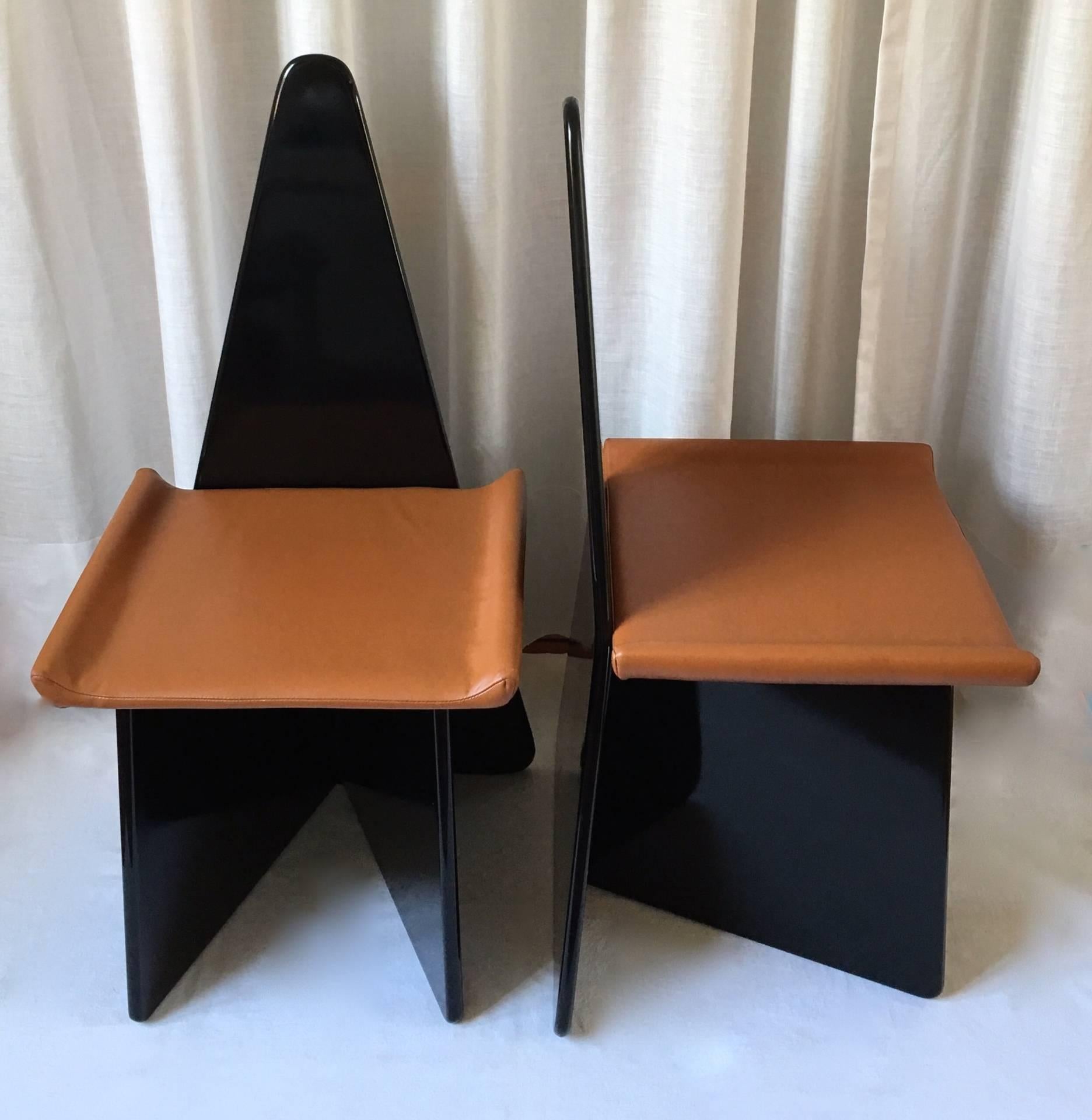 Post-Modern Rare Pair of Post Modern Claudio Salocchi Chairs For Sale