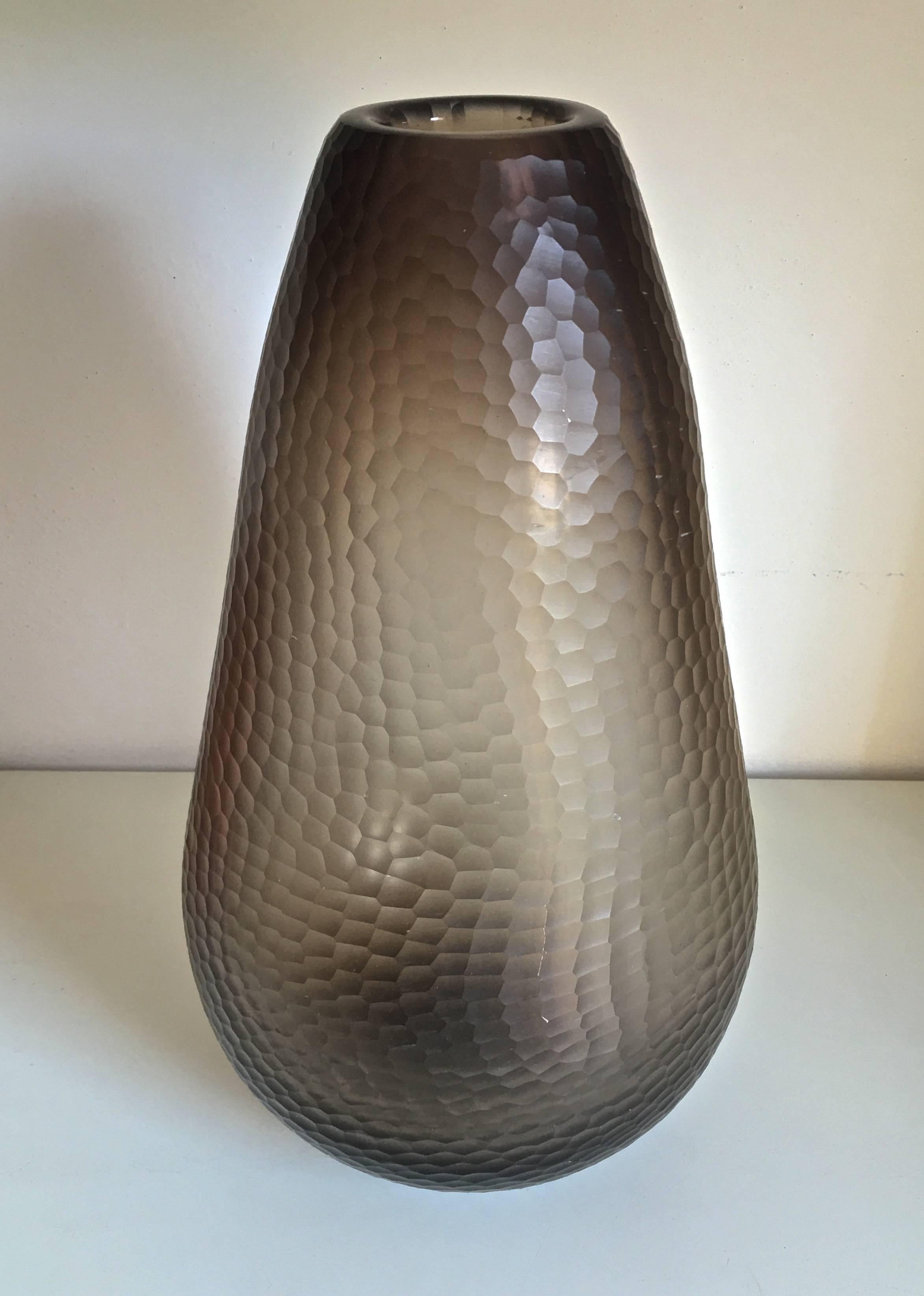 Hammered Pair of Large Mid Century Murano Battuto technique Vases