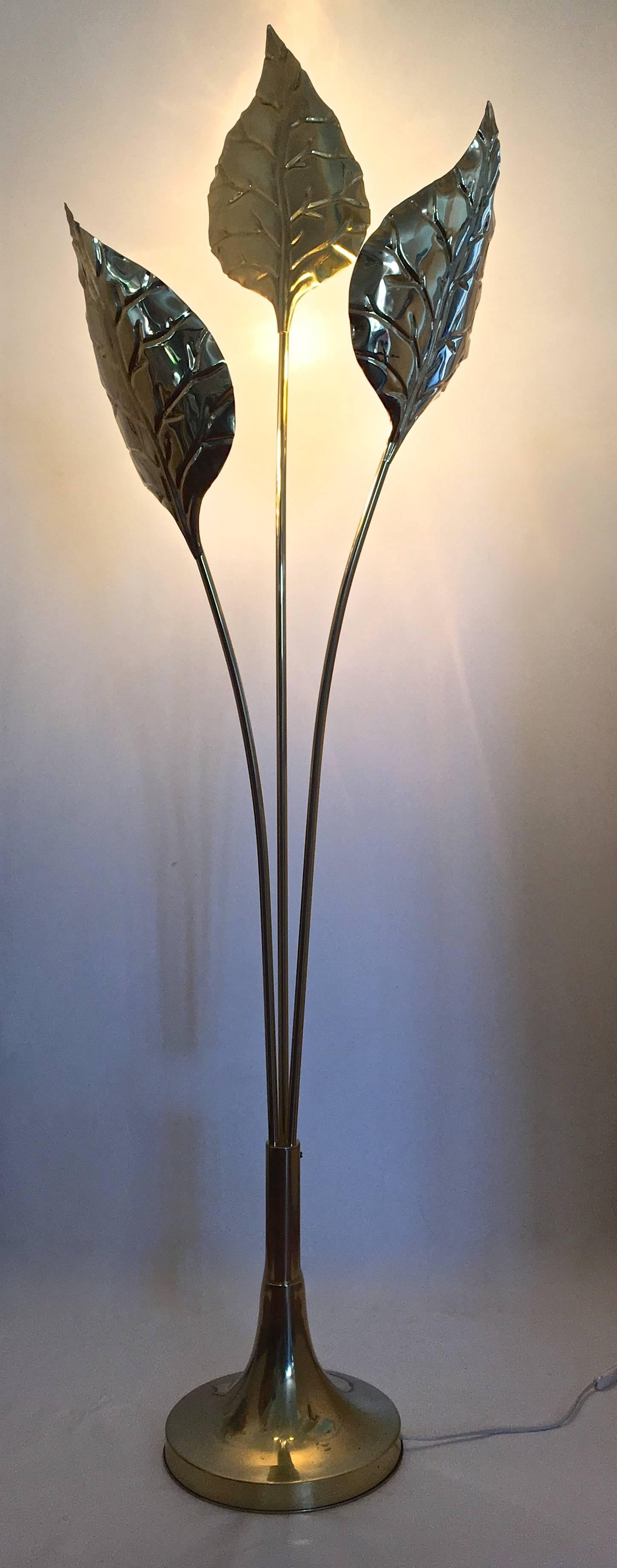 Late 20th Century Brass Leaves Floor Lamp by Carlo Giorgi