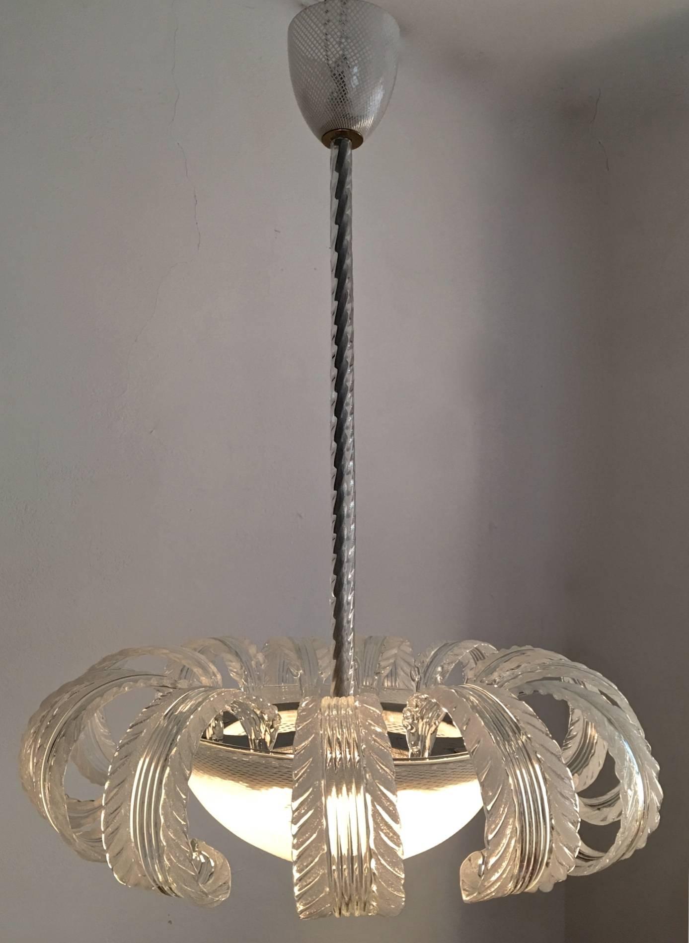 Mid-Century Modern Barovier e Toso Reticello Chandelier For Sale