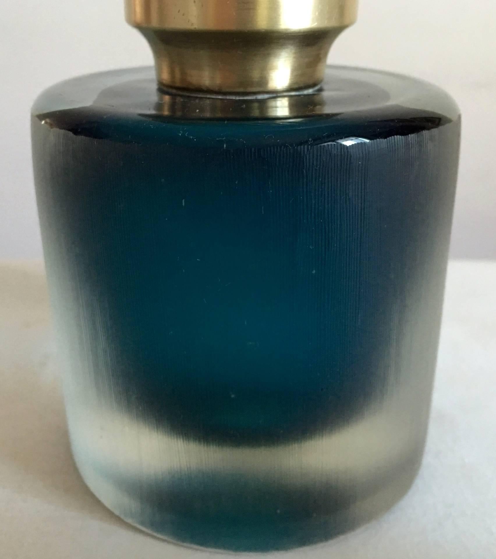 Italian Cobalt Blue Venini Inciso Table Lamp For Sale