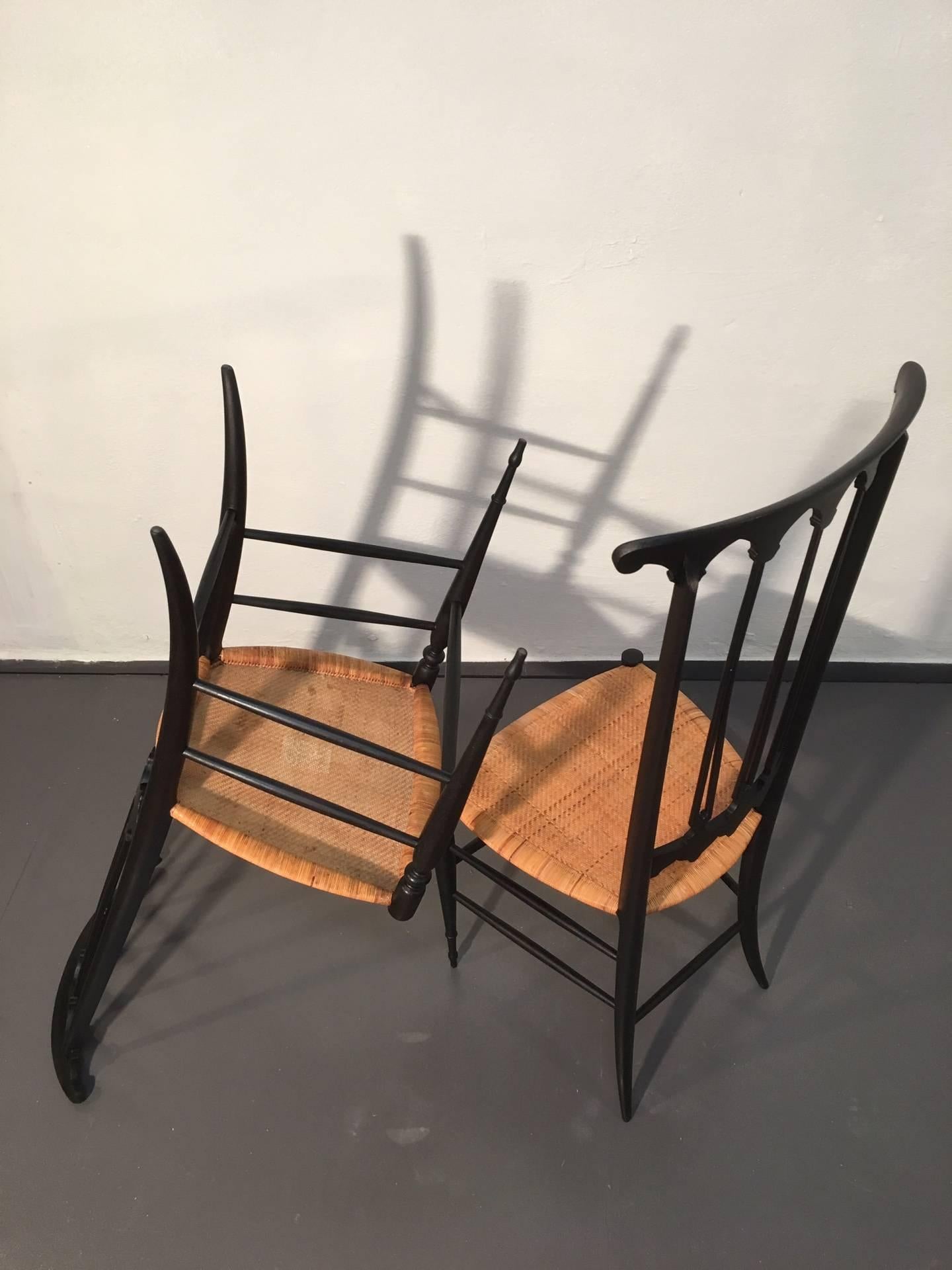 Pair of Mid-Century Black Chiavari Chairs In Good Condition For Sale In Hem, NL