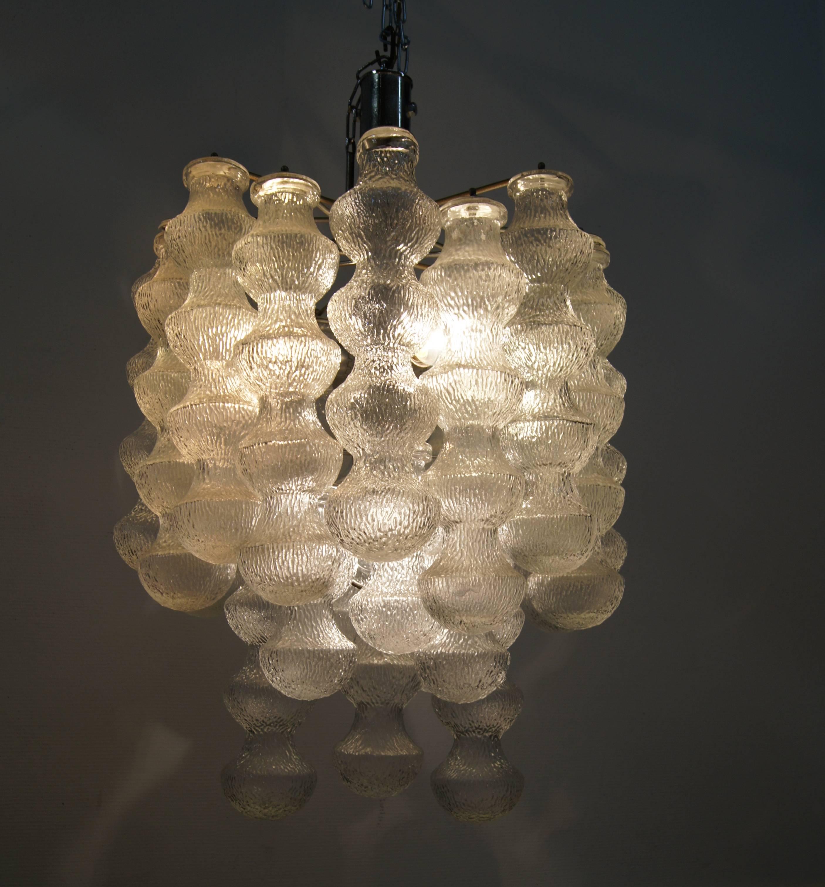 Italian Large Layered Mid-Century Seguso Bubble Glass Chandelier For Sale