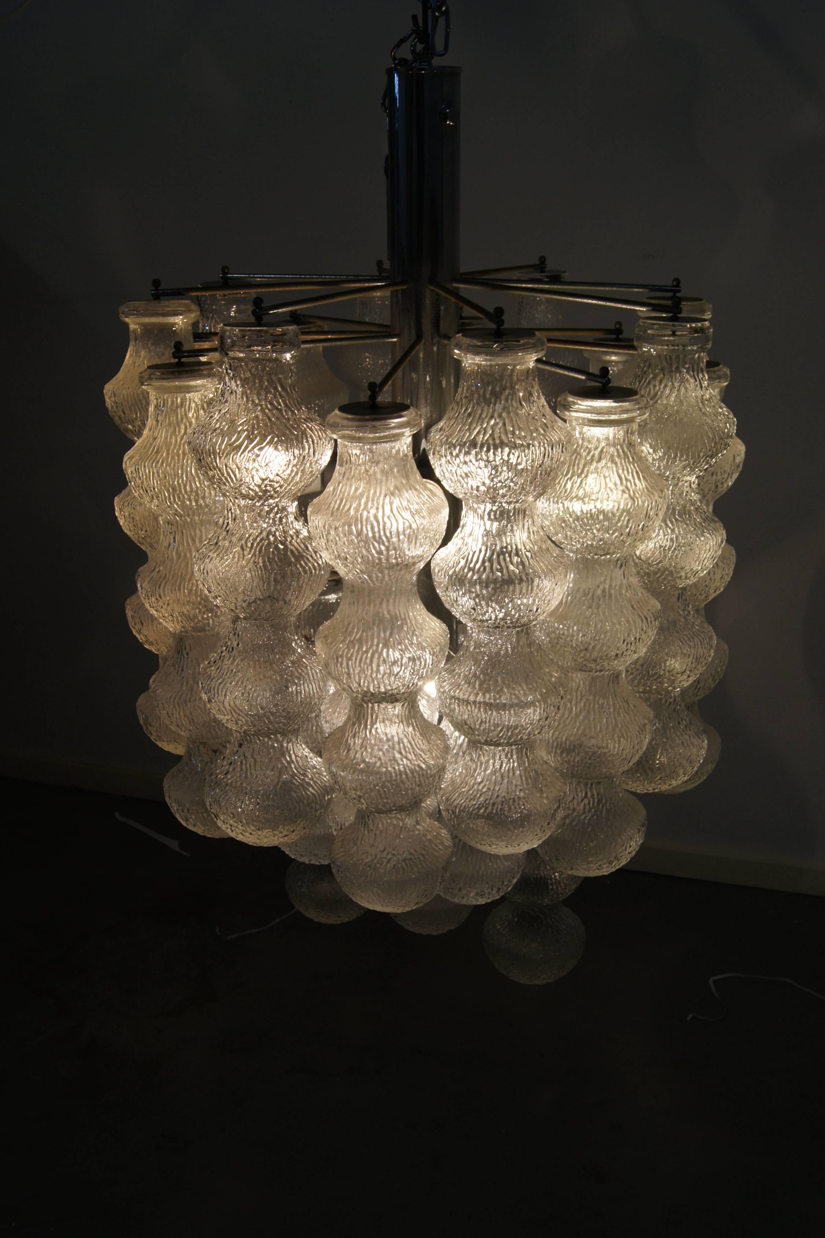 20th Century Large Layered Mid-Century Seguso Bubble Glass Chandelier For Sale