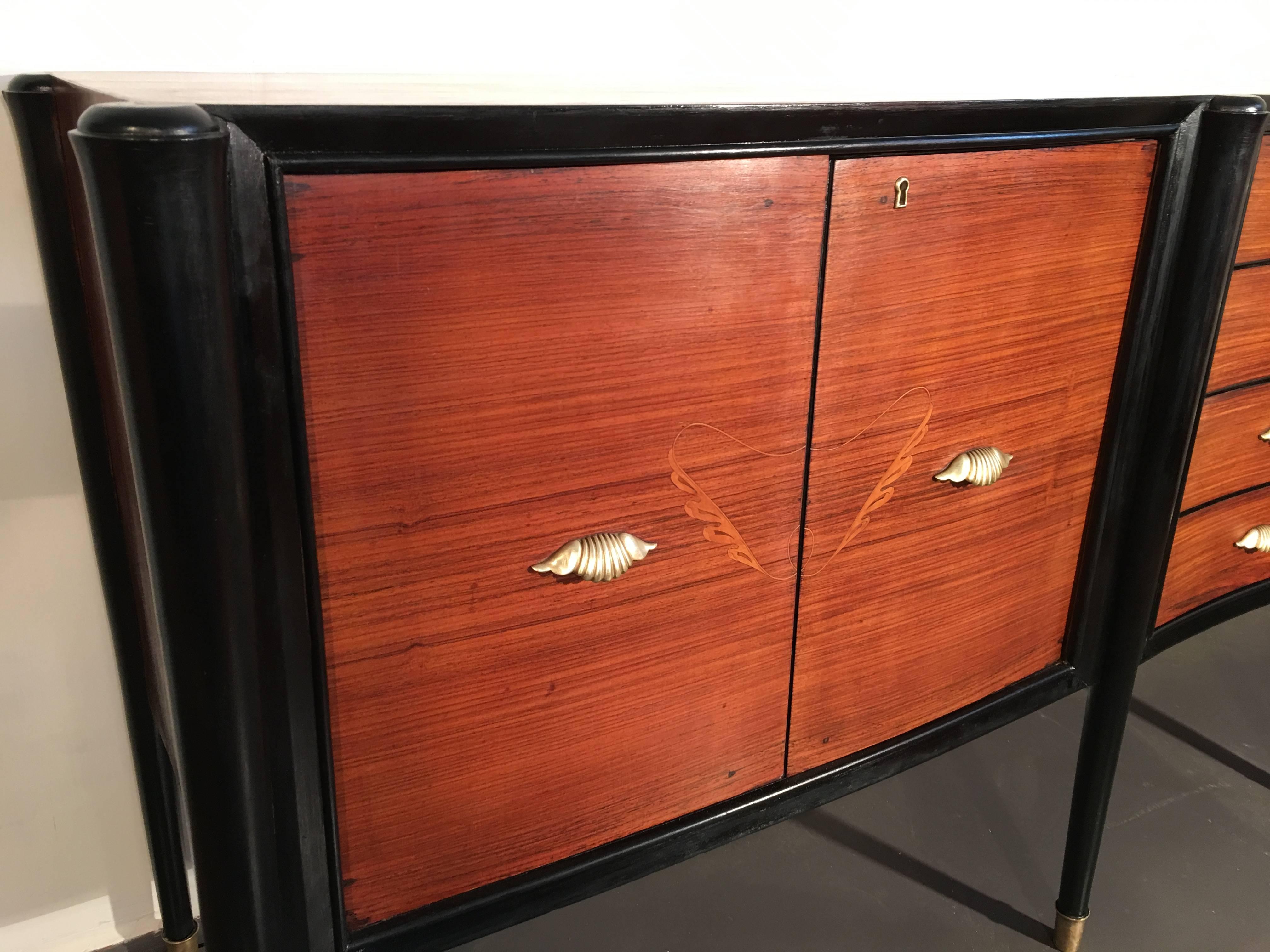 Mid-Century Sculptural Italian Credenza with Drawers For Sale 2