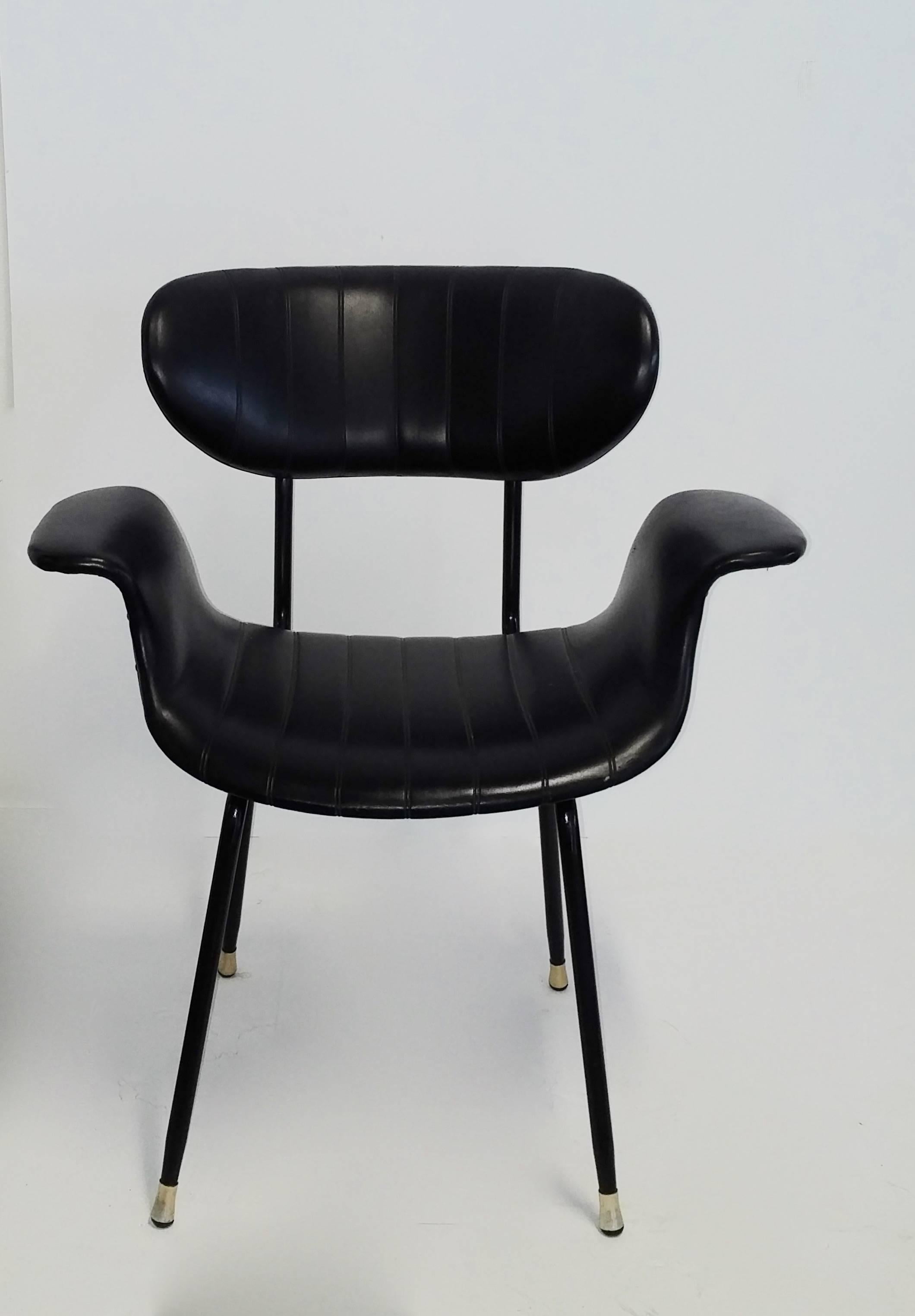 Mid-Century Modern Mid-Century Rosewood and Leather 'Swan' Side Chair For Sale