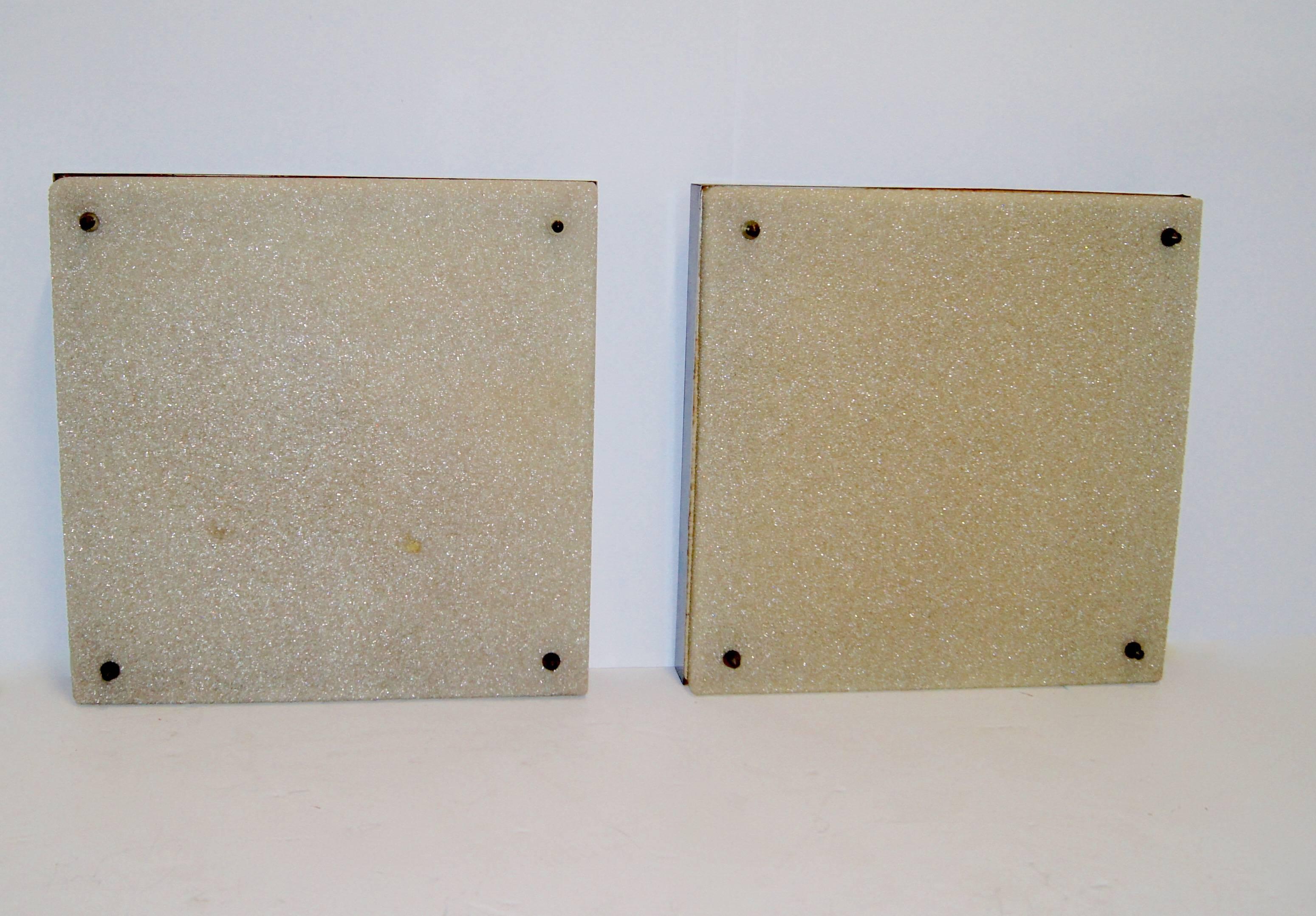 European  Pair of Large Square Mid-Century Flush Mounts or Wall Lights For Sale