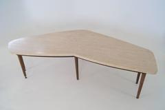 Mid-Century Free Form Low Table with Travertine Top, Italy