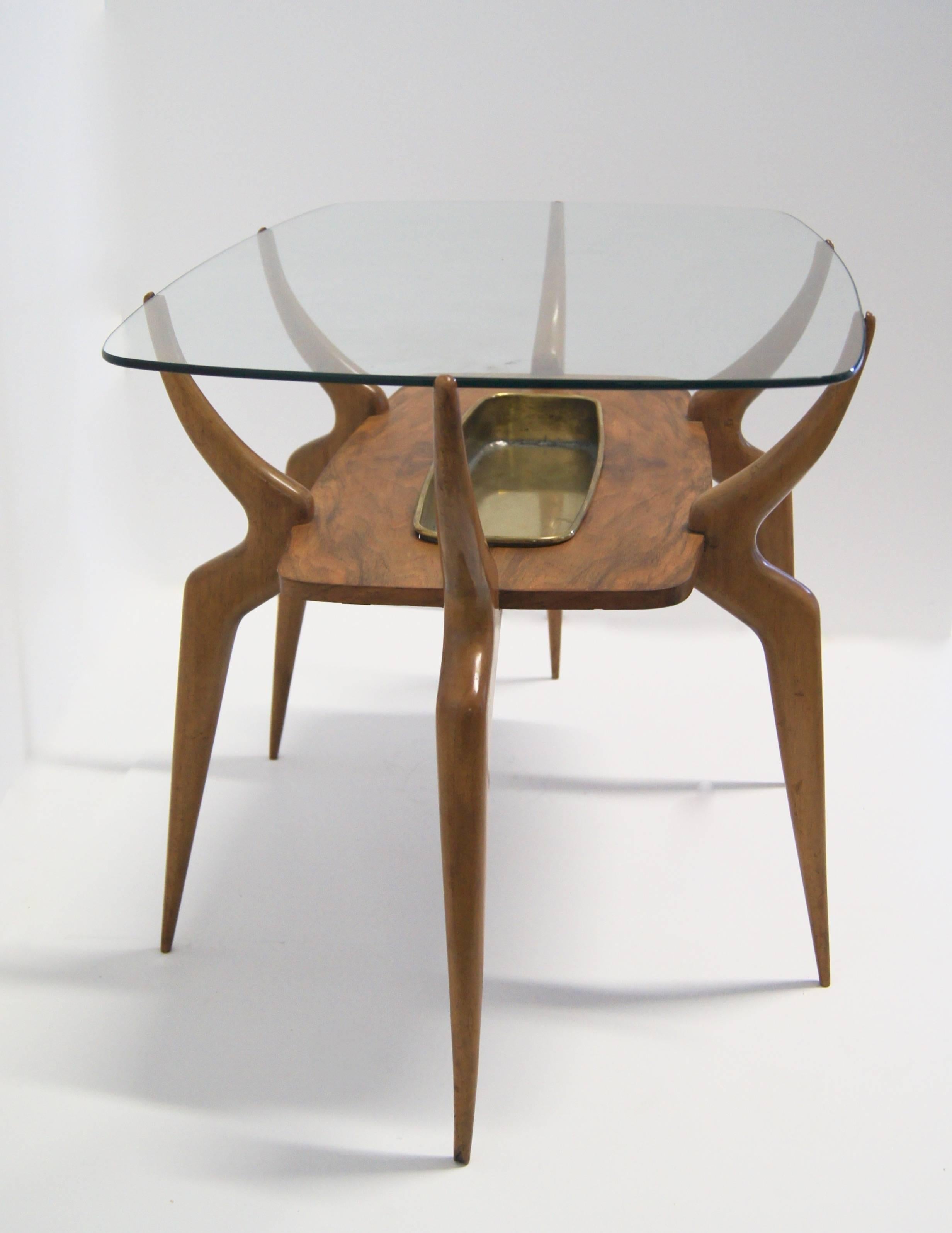 Copper Italian Spider-Leg Cocktail Table Attributed to Ico Parisi