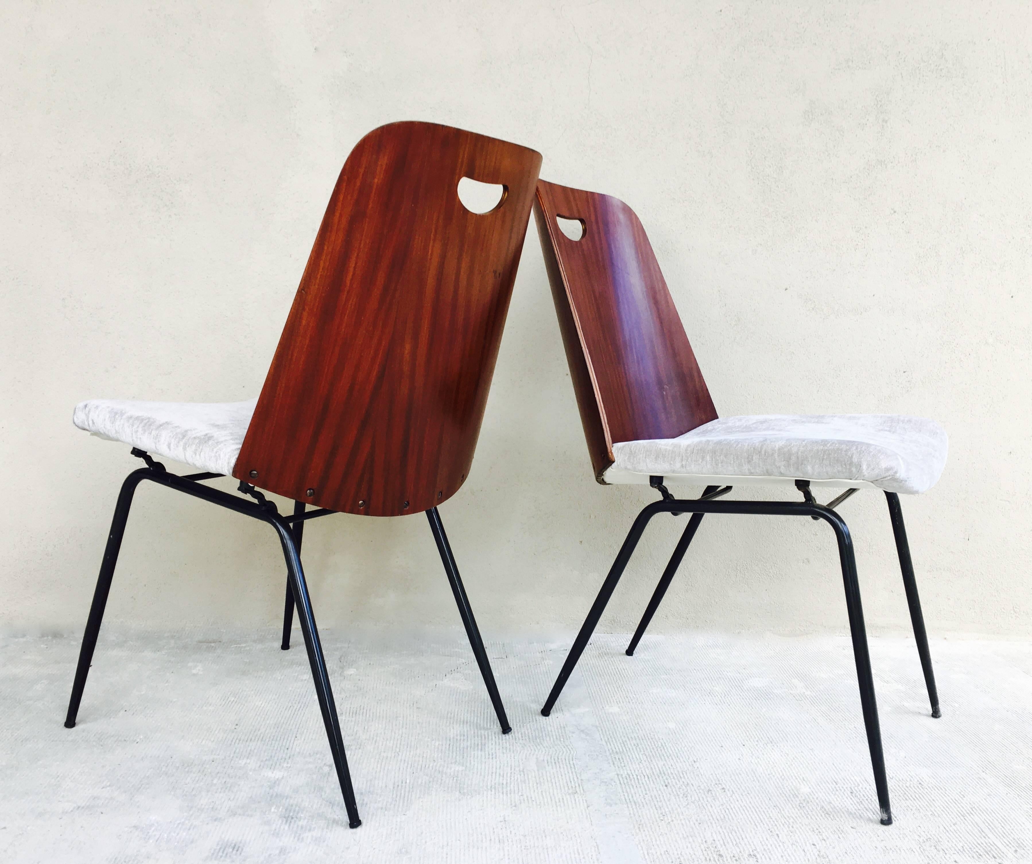 Mid-Century Modern Pair of Gastone Rinaldi Du22 Chairs For Sale