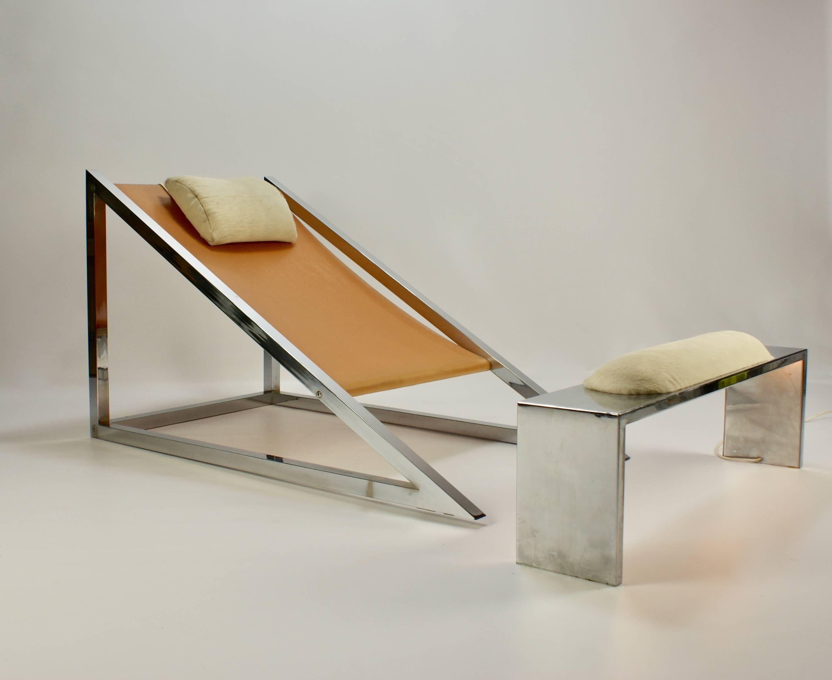 Post-Modern Mies Chair and Ottoman, Archizoom Associati, 1969 For Sale