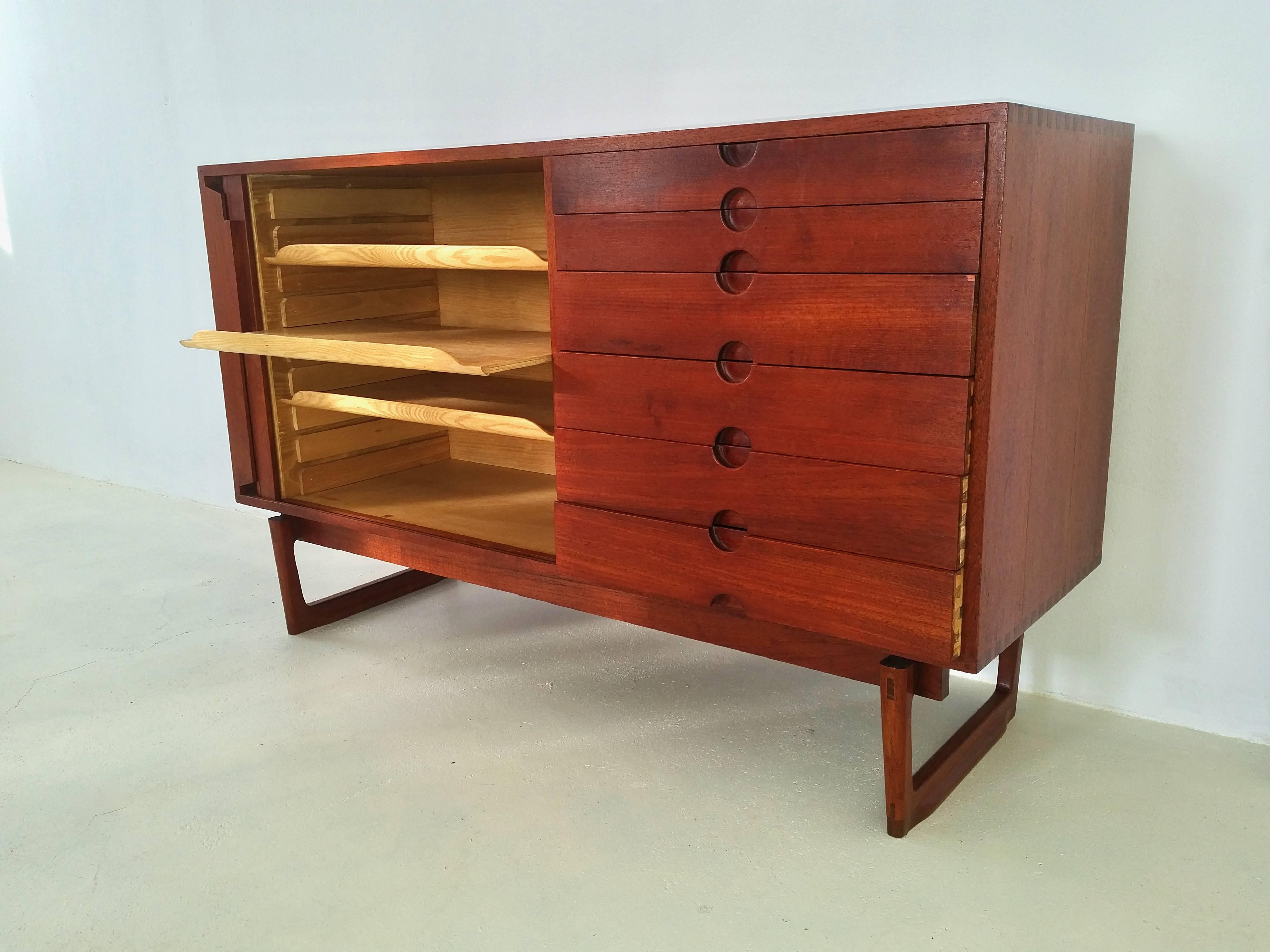 Italian Midcentury Tambour Sideboard, Italy For Sale