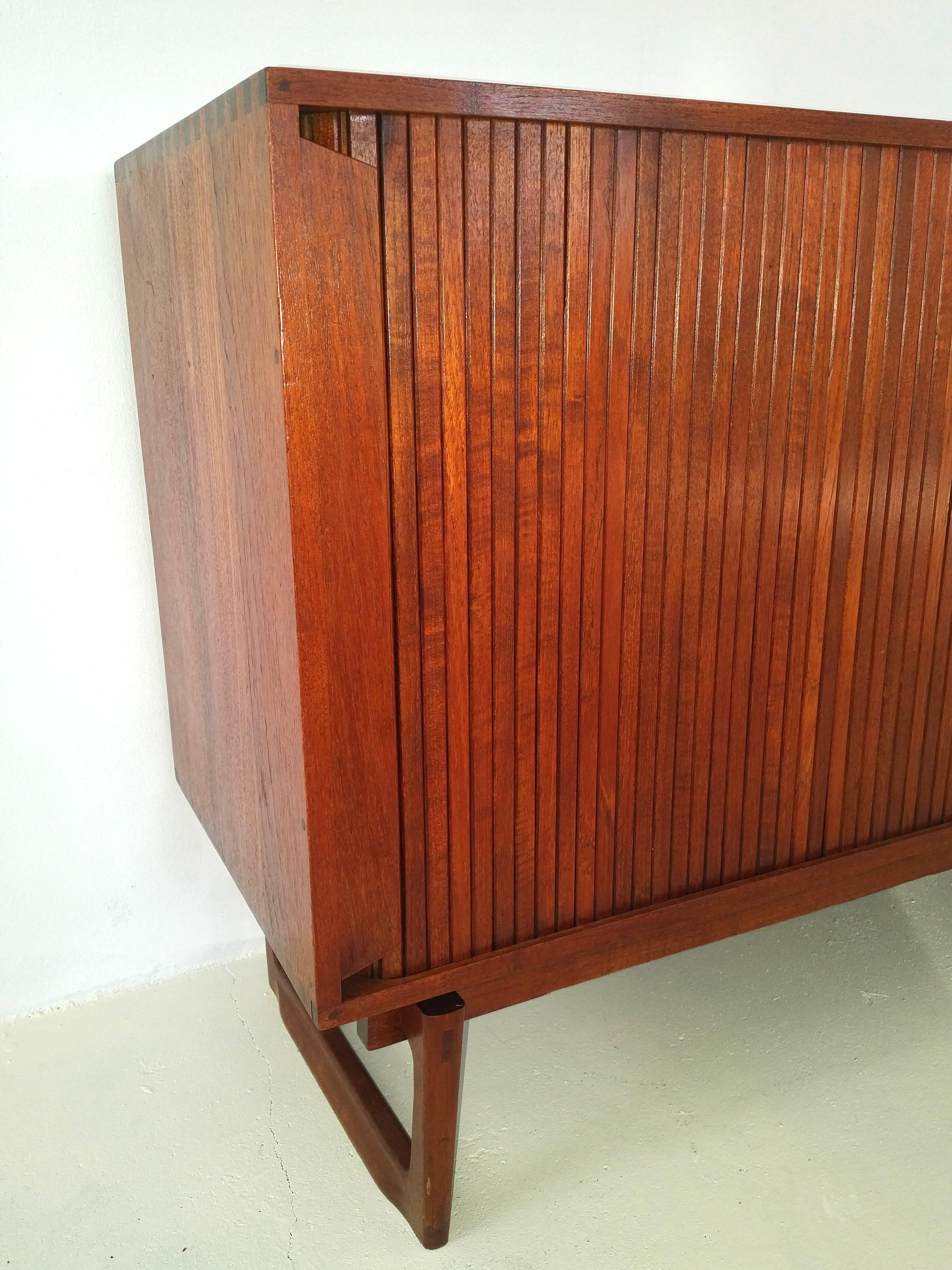 Ash Midcentury Tambour Sideboard, Italy For Sale