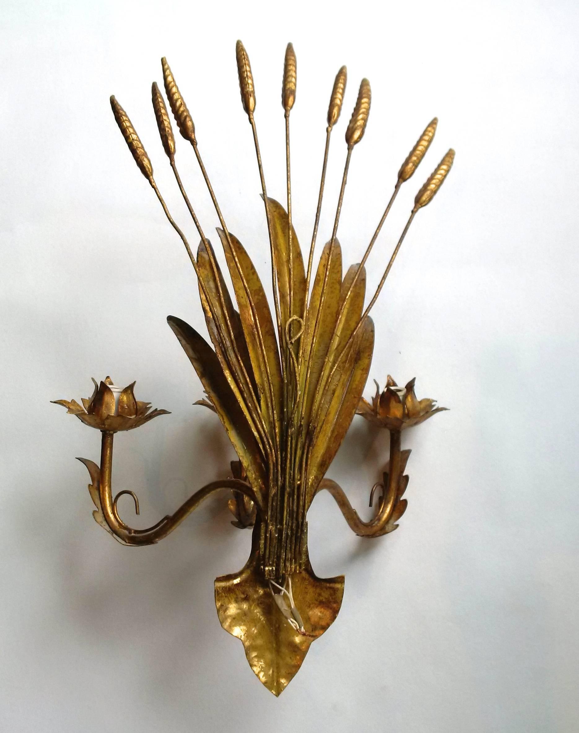 Metal Wheat Sheaves Sconce Maison Charles Style