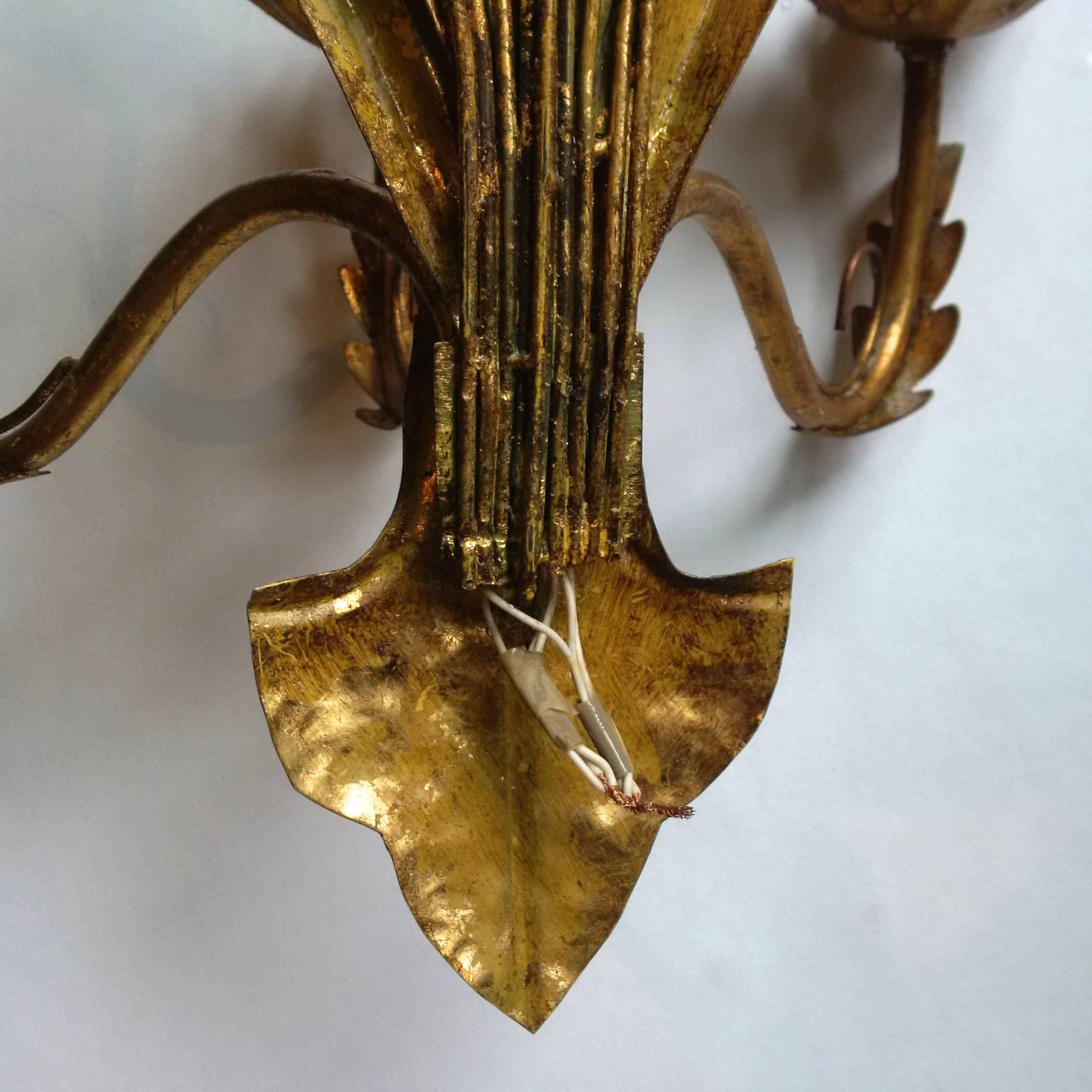 20th Century Wheat Sheaves Sconce Maison Charles Style
