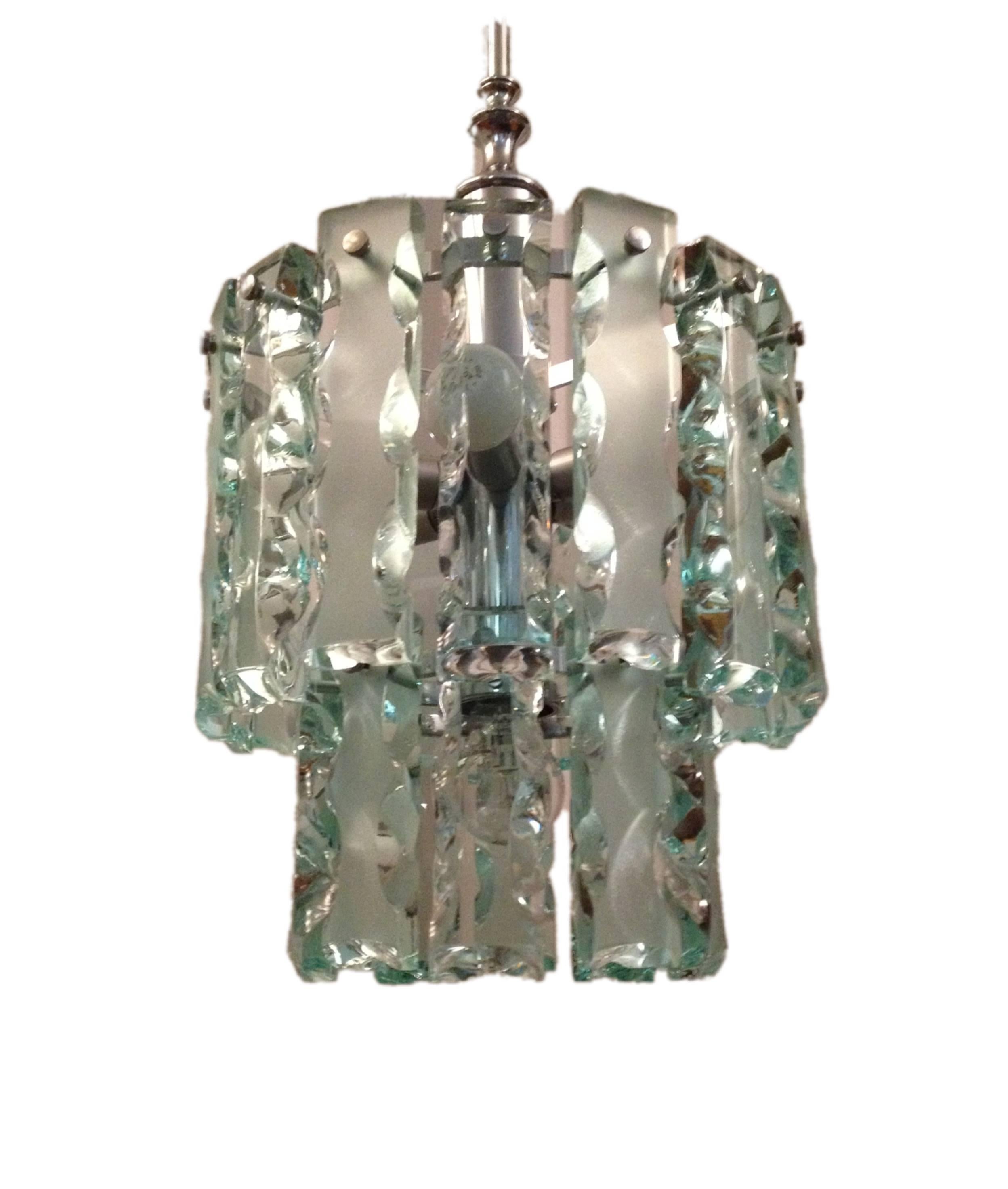 Ice Glass Chandelier by Zero Quattro In Good Condition For Sale In Hem, NL