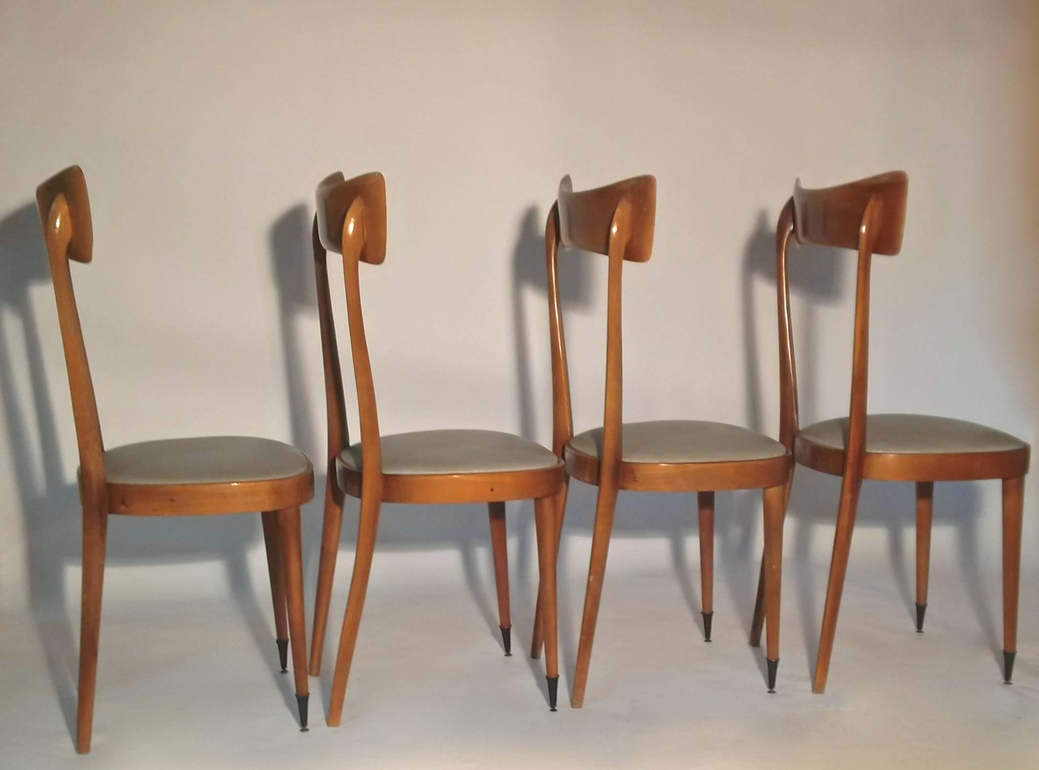 Set of Four Mid-Century Italian Dining Chairs In Good Condition In Hem, NL