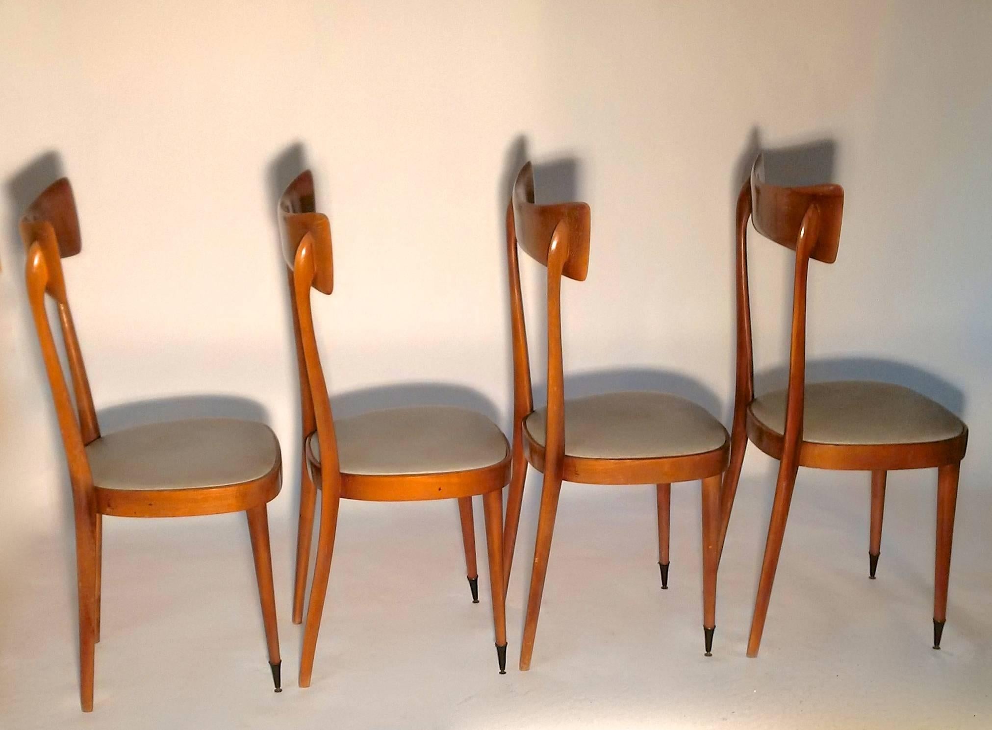 Mid-Century Modern Set of Four Mid-Century Italian Dining Chairs