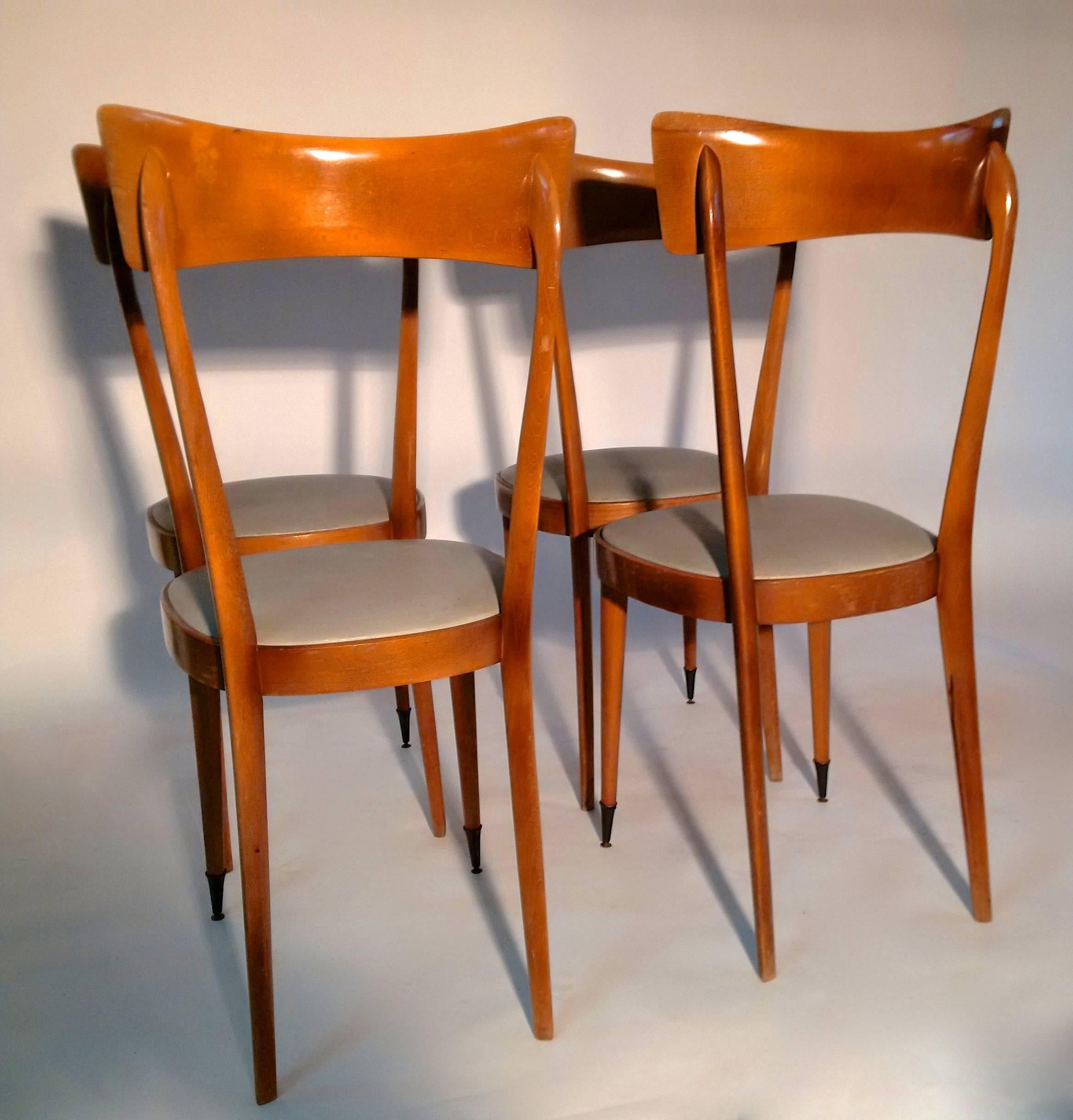 20th Century Set of Four Mid-Century Italian Dining Chairs