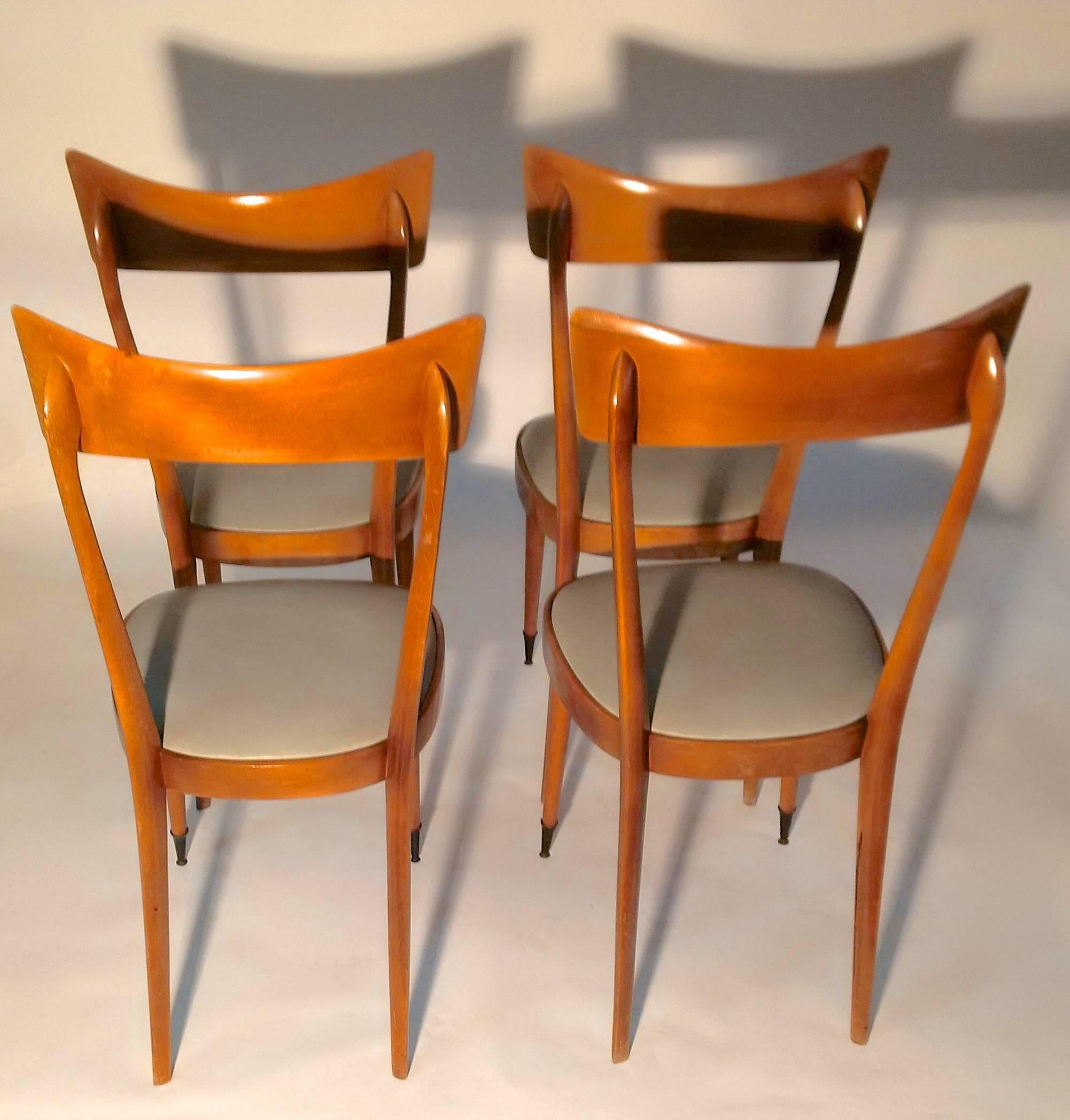 Faux Leather Set of Four Mid-Century Italian Dining Chairs