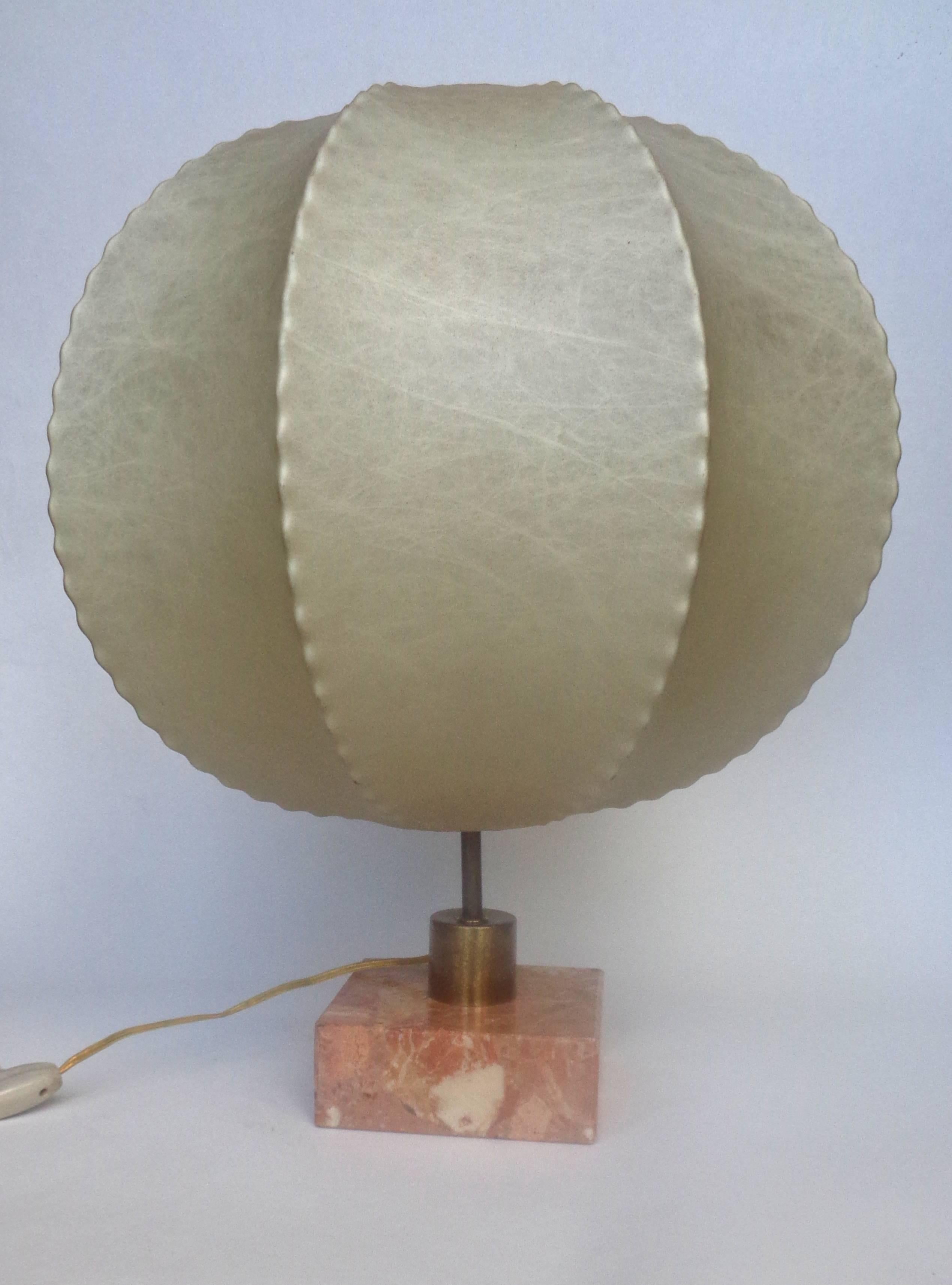 Mid Century Castiglioni Style Cocoon Table Lamp on Marble Base  In Excellent Condition In Hem, NL