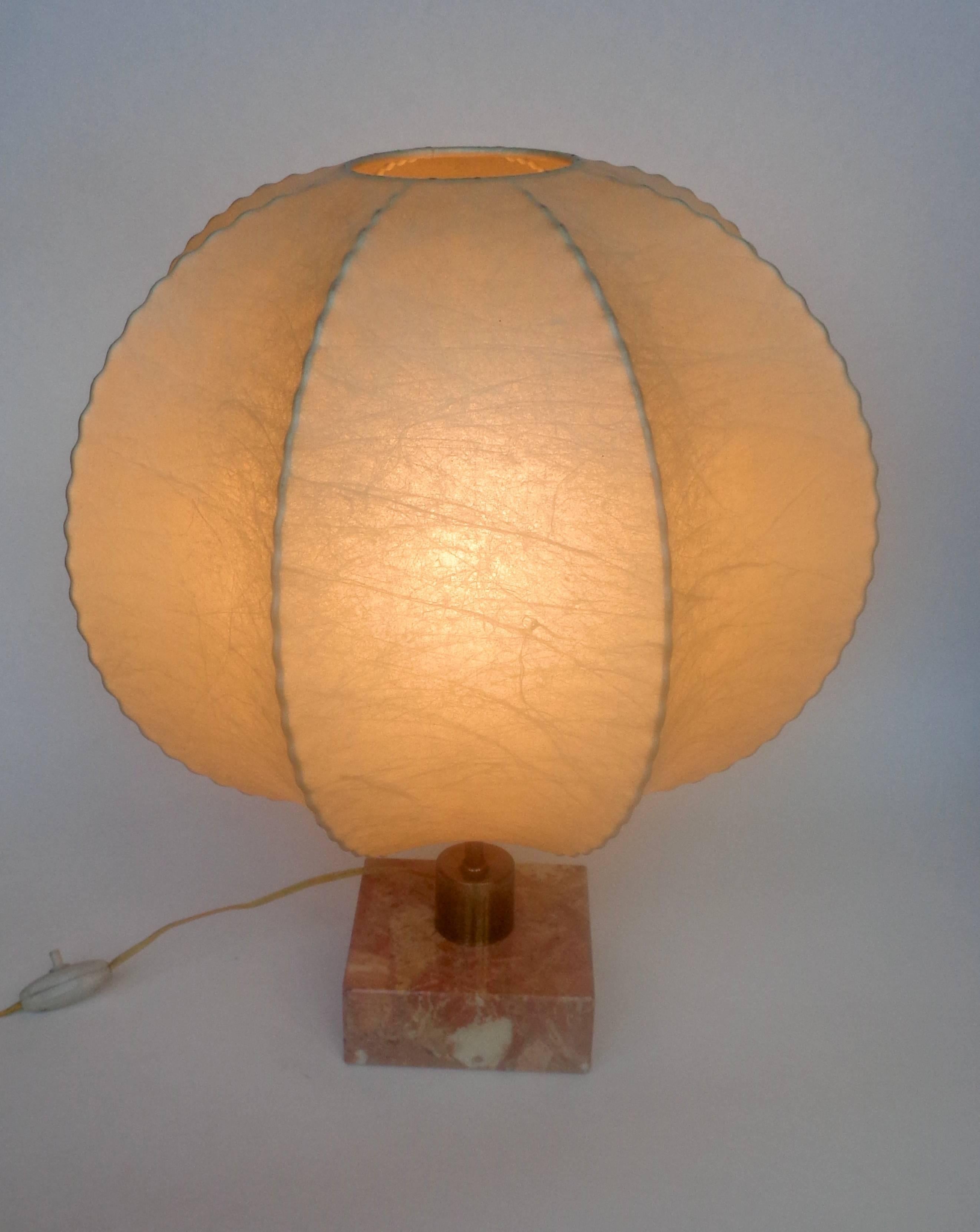 Mid-Century Modern Mid Century Castiglioni Style Cocoon Table Lamp on Marble Base 