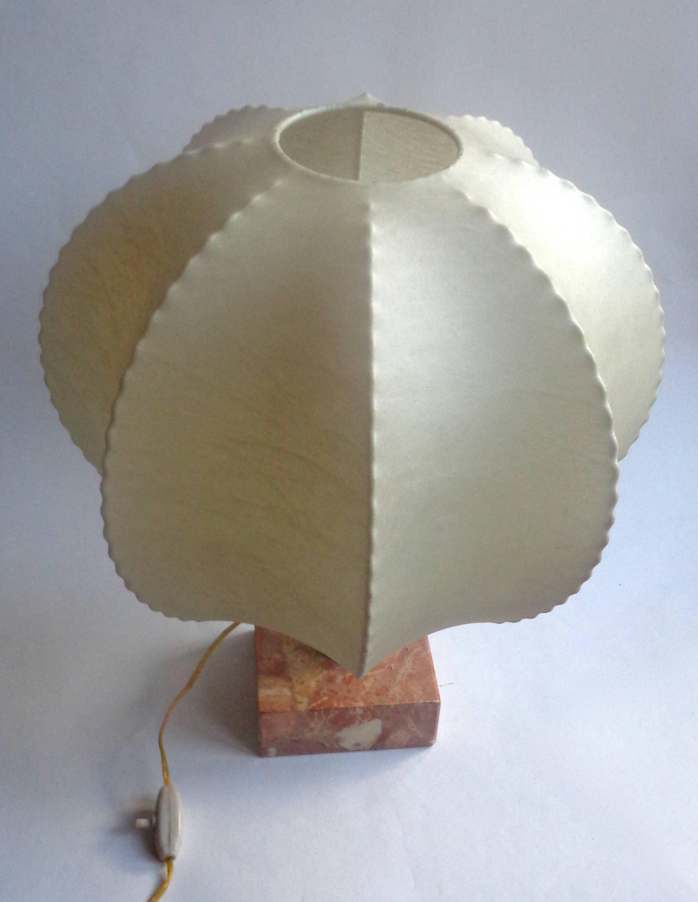 20th Century Mid Century Castiglioni Style Cocoon Table Lamp on Marble Base 