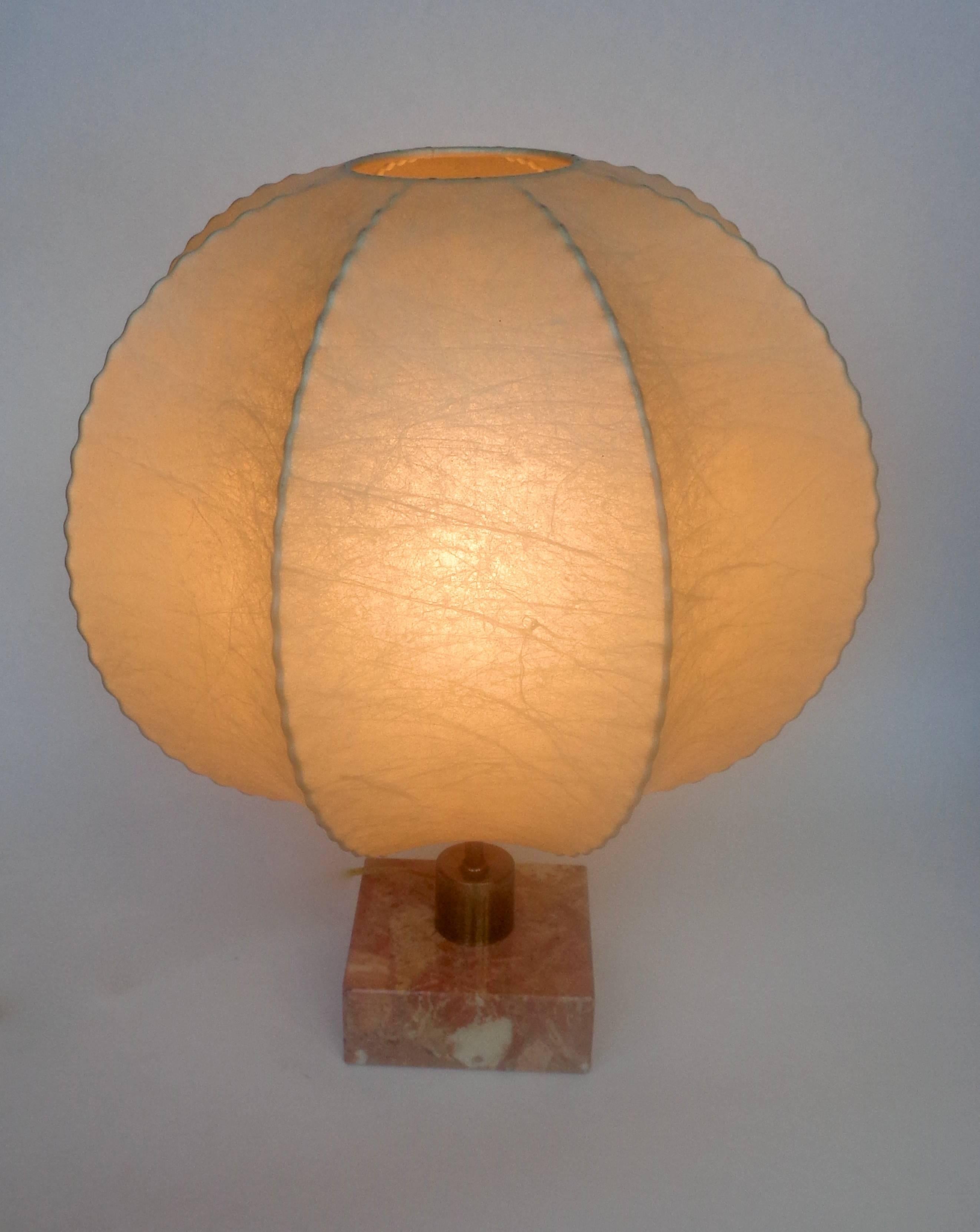 Italian Mid Century Castiglioni Style Cocoon Table Lamp on Marble Base 