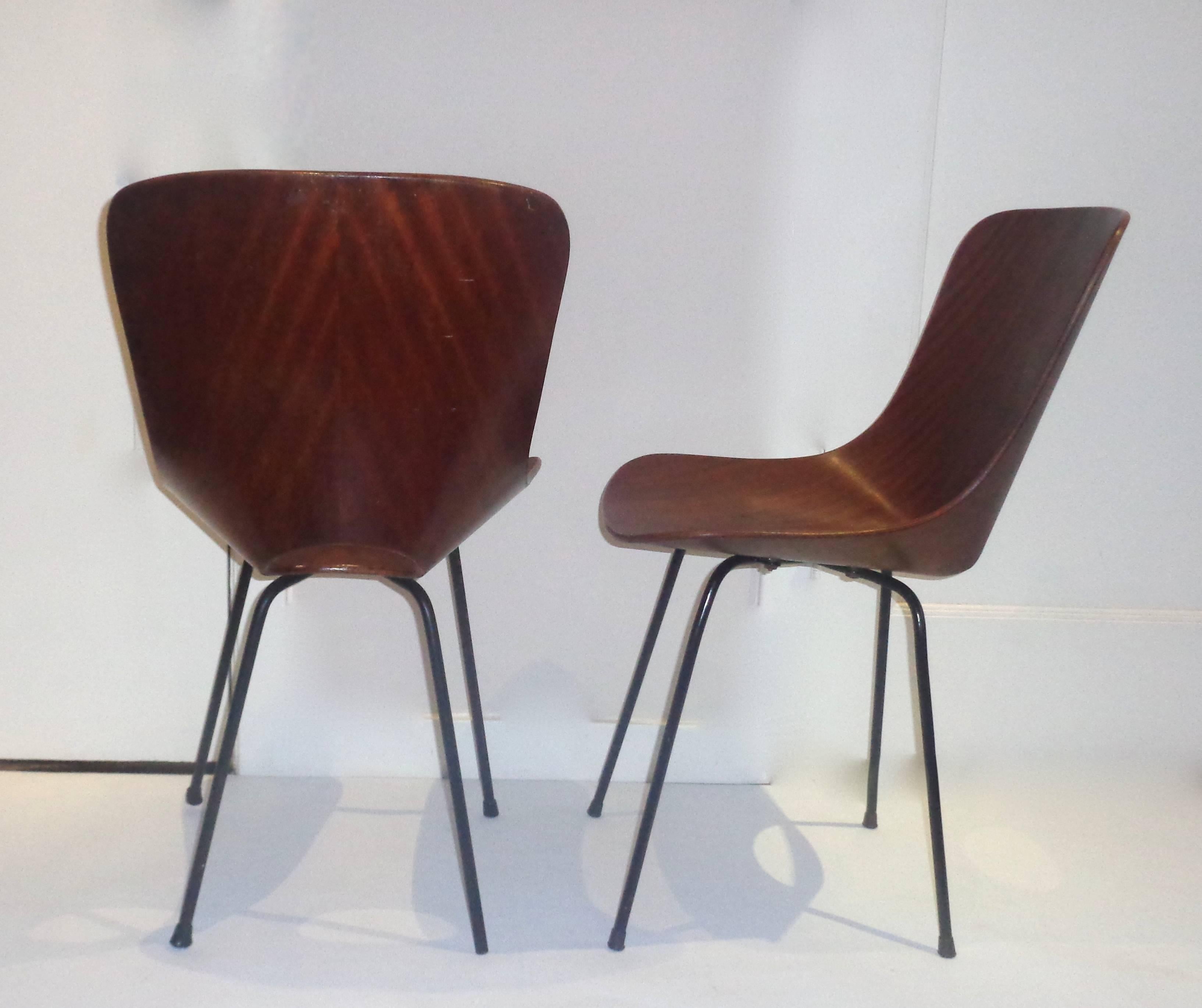 20th Century A Pair Of Rare Italian Mid Century Medea Variante Chairs, Vittorio Nobili