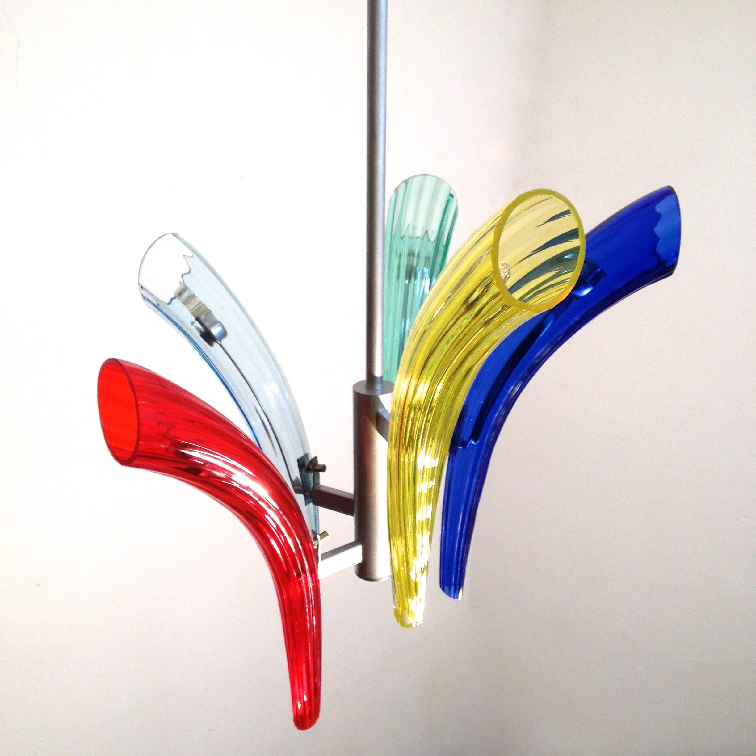 Multi Color Murano Glass Firework Chandelier In Excellent Condition For Sale In Hem, NL