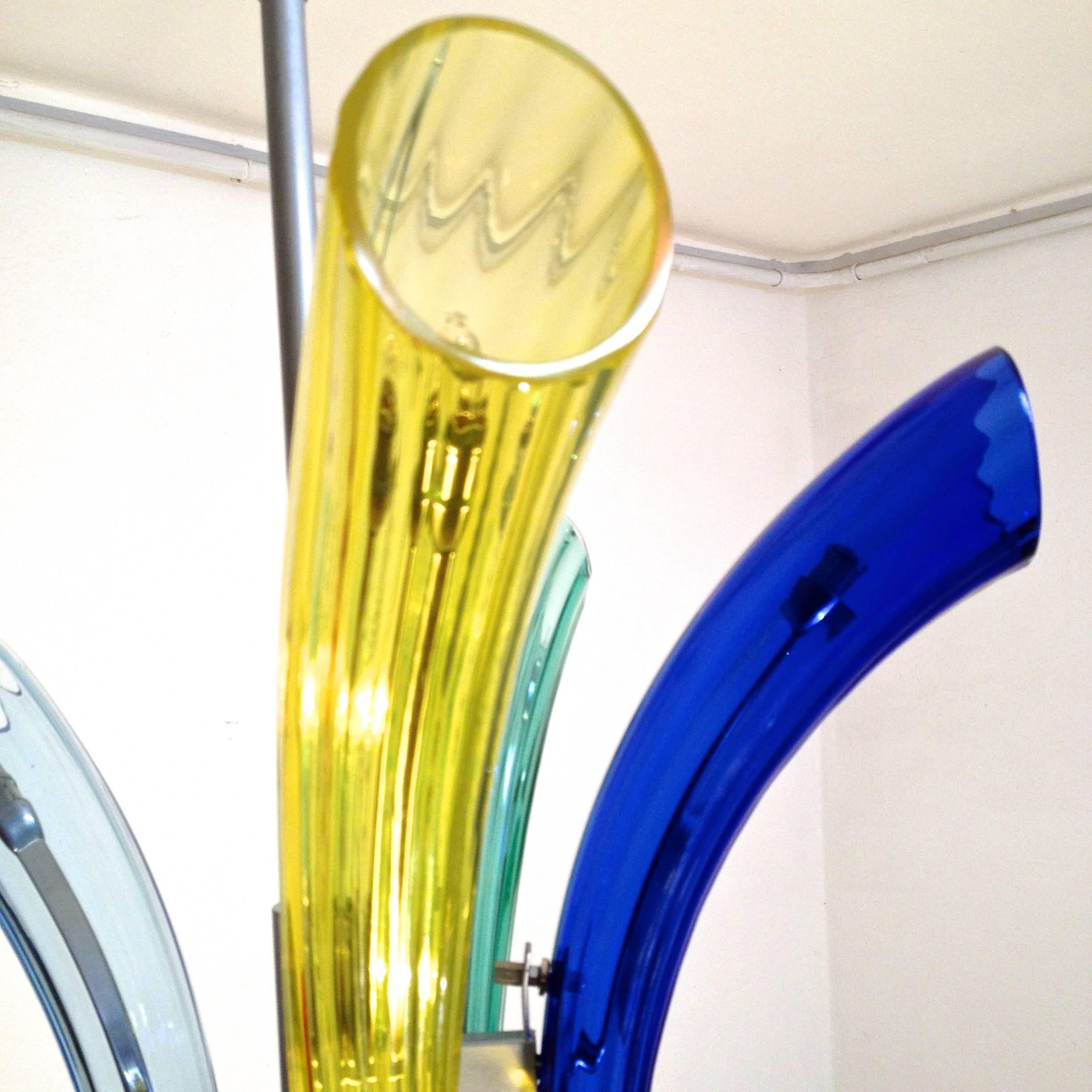 Italian Multi Color Murano Glass Firework Chandelier For Sale