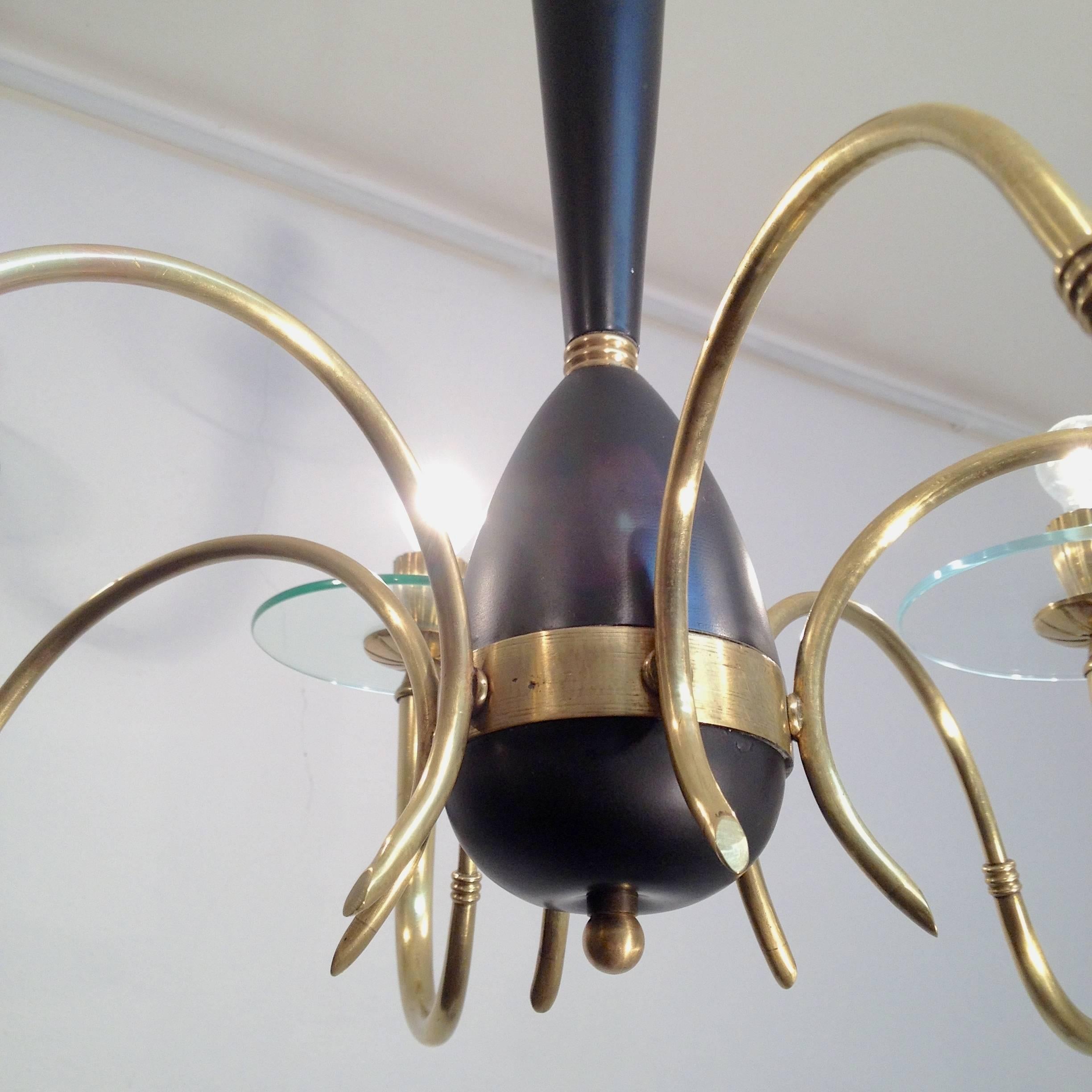 Painted Fontana Arte Style Chandelier For Sale