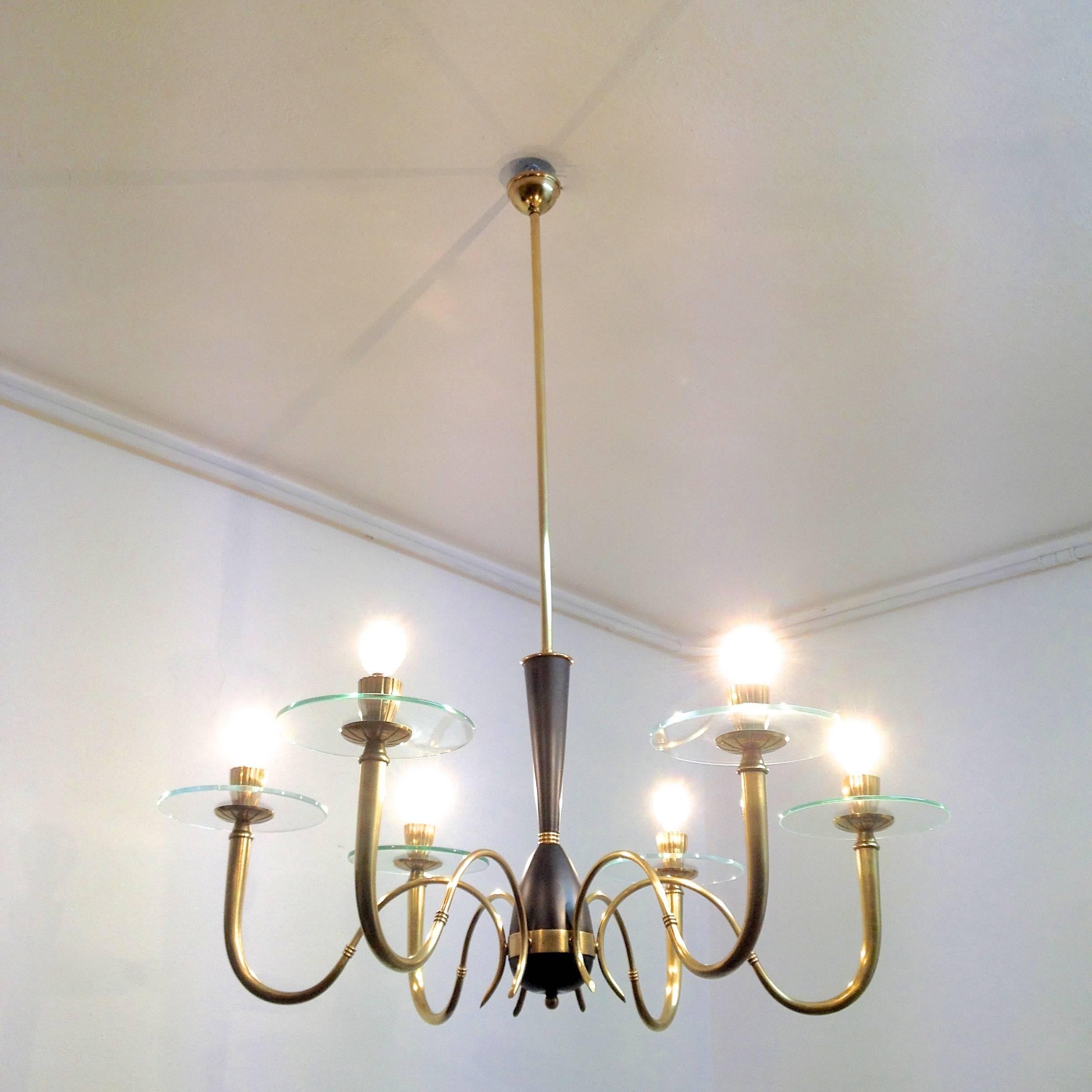 Fontana Arte Style Chandelier In Good Condition For Sale In Hem, NL
