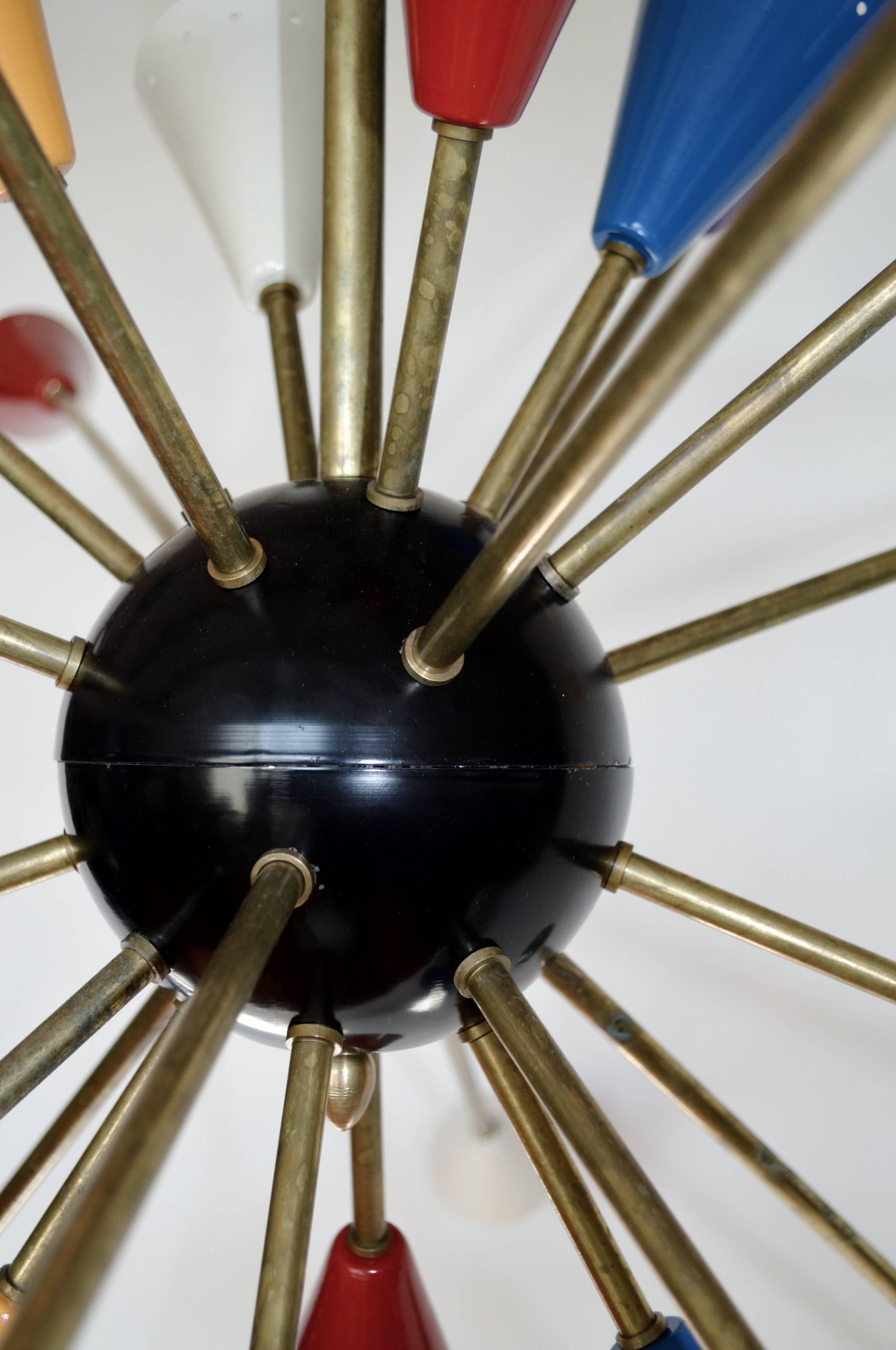 Spectacular Authentic Mid-Century Italian Multi-Color Sputnik Chandelier 1
