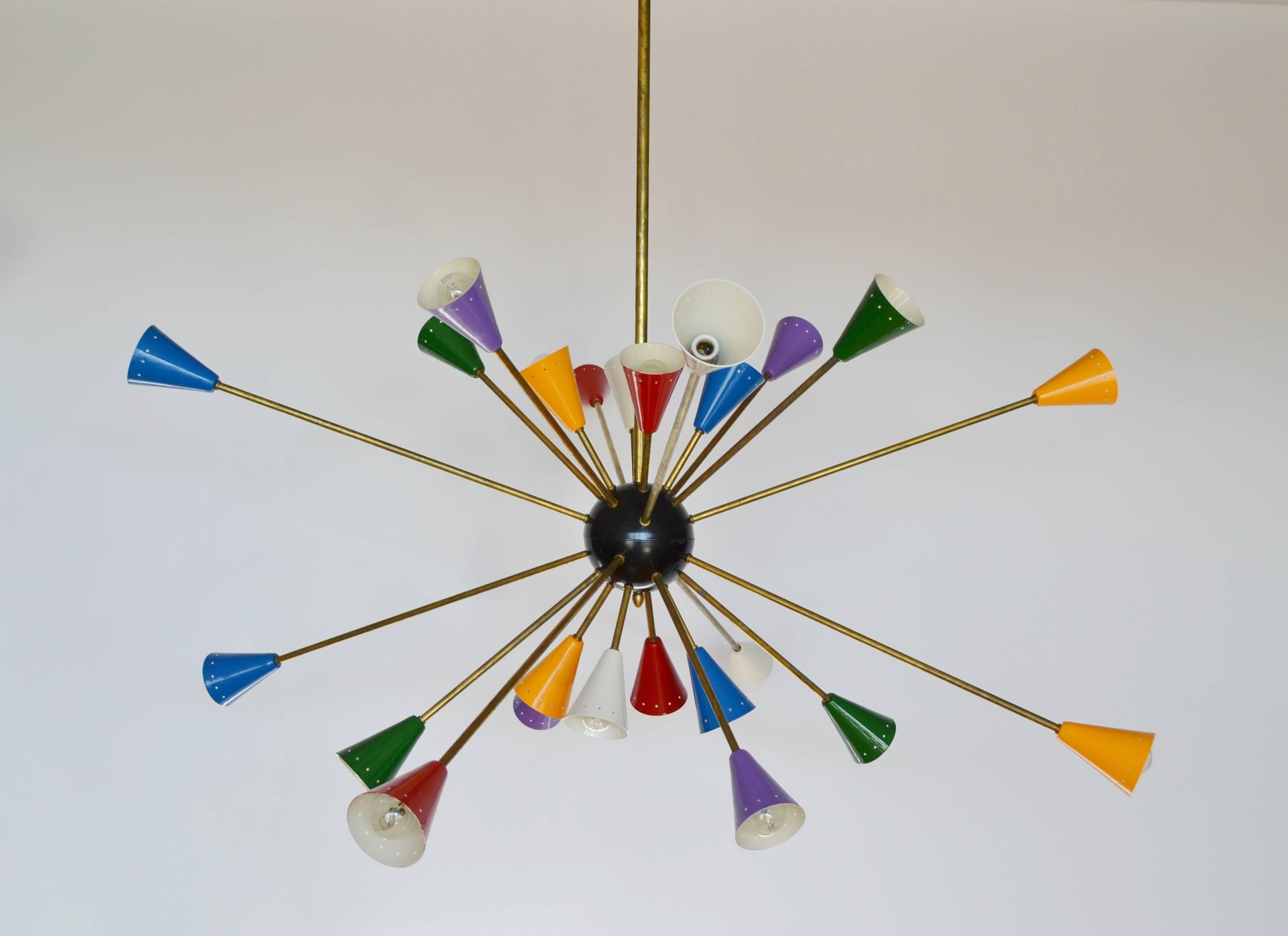 20th Century Spectacular Authentic Mid-Century Italian Multi-Color Sputnik Chandelier