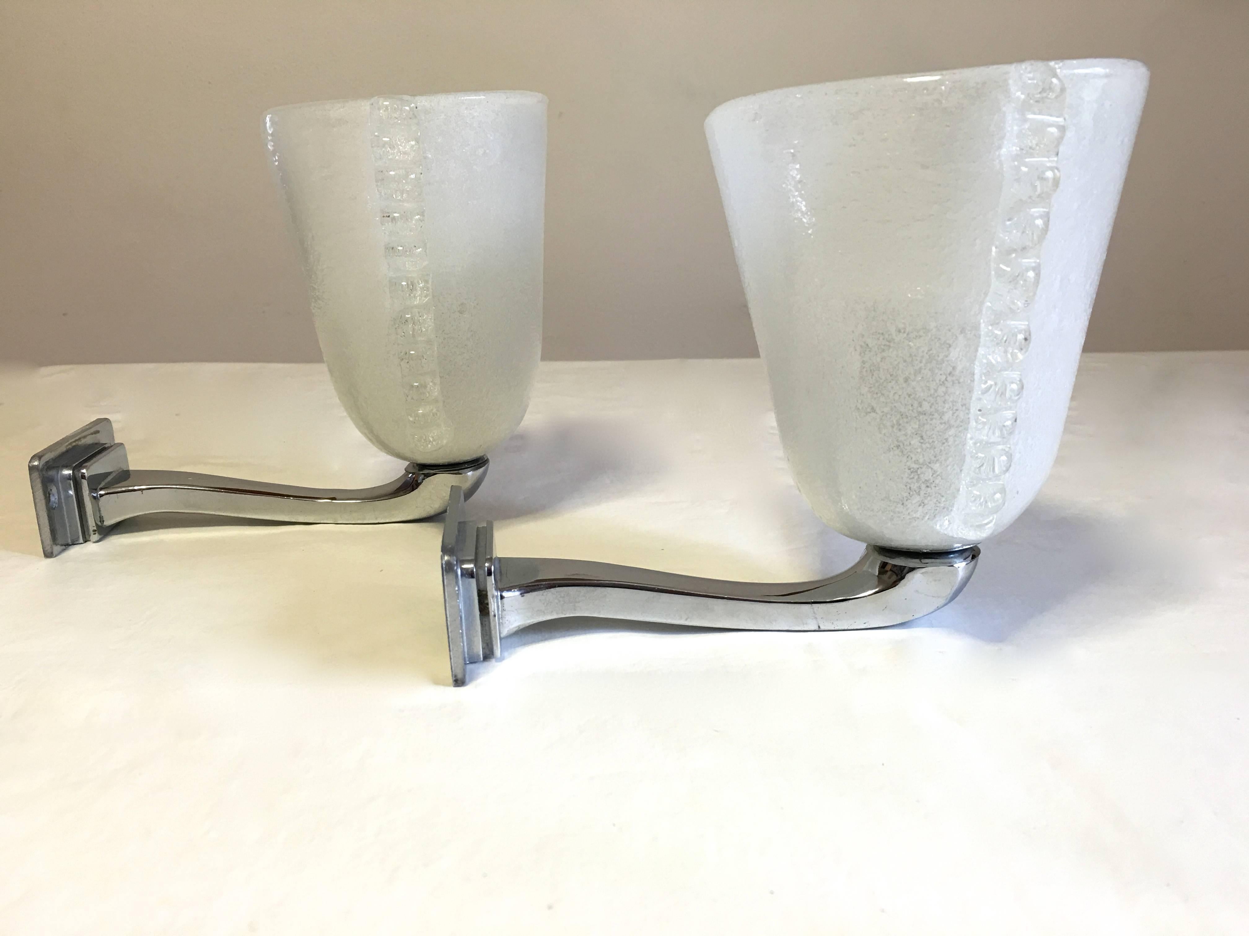 Pair of Venini Pulegoso Glass Wall Lights In Excellent Condition For Sale In Hem, NL