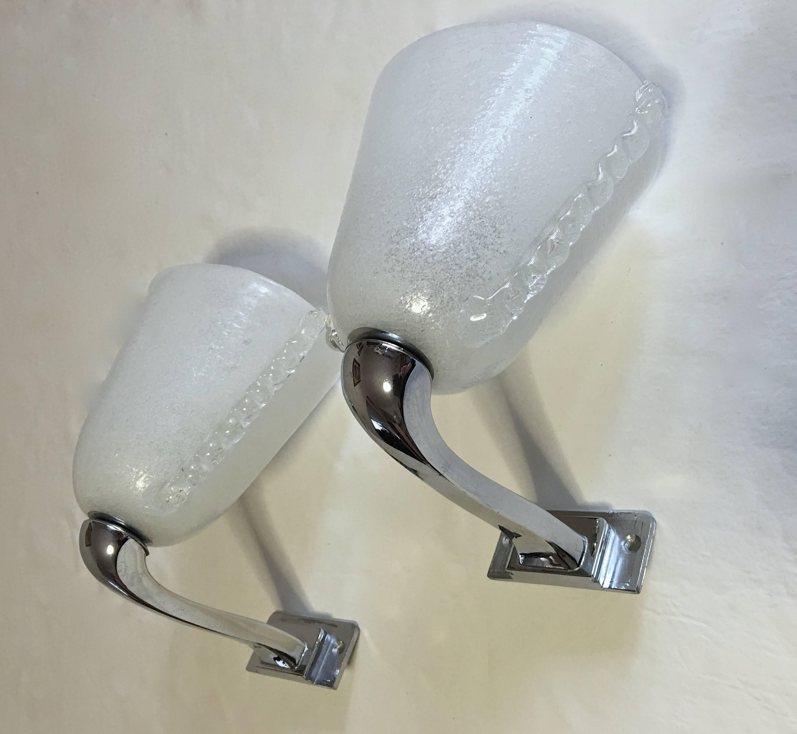 Pair of Venini Pulegoso Glass Wall Lights For Sale 1