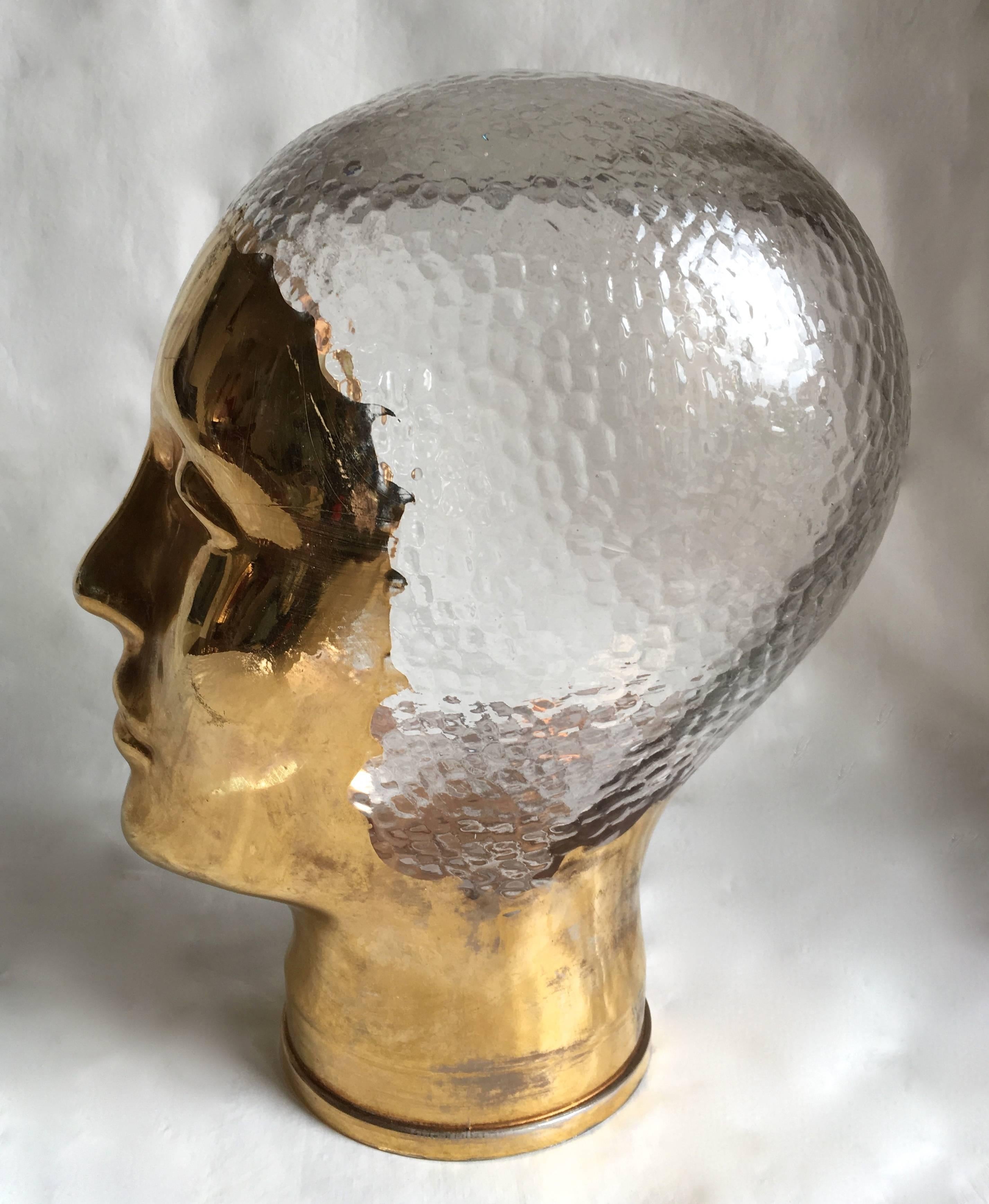 Very Rare Gold and Glass Head Sculpture Piero Fornasetti For Sale 3