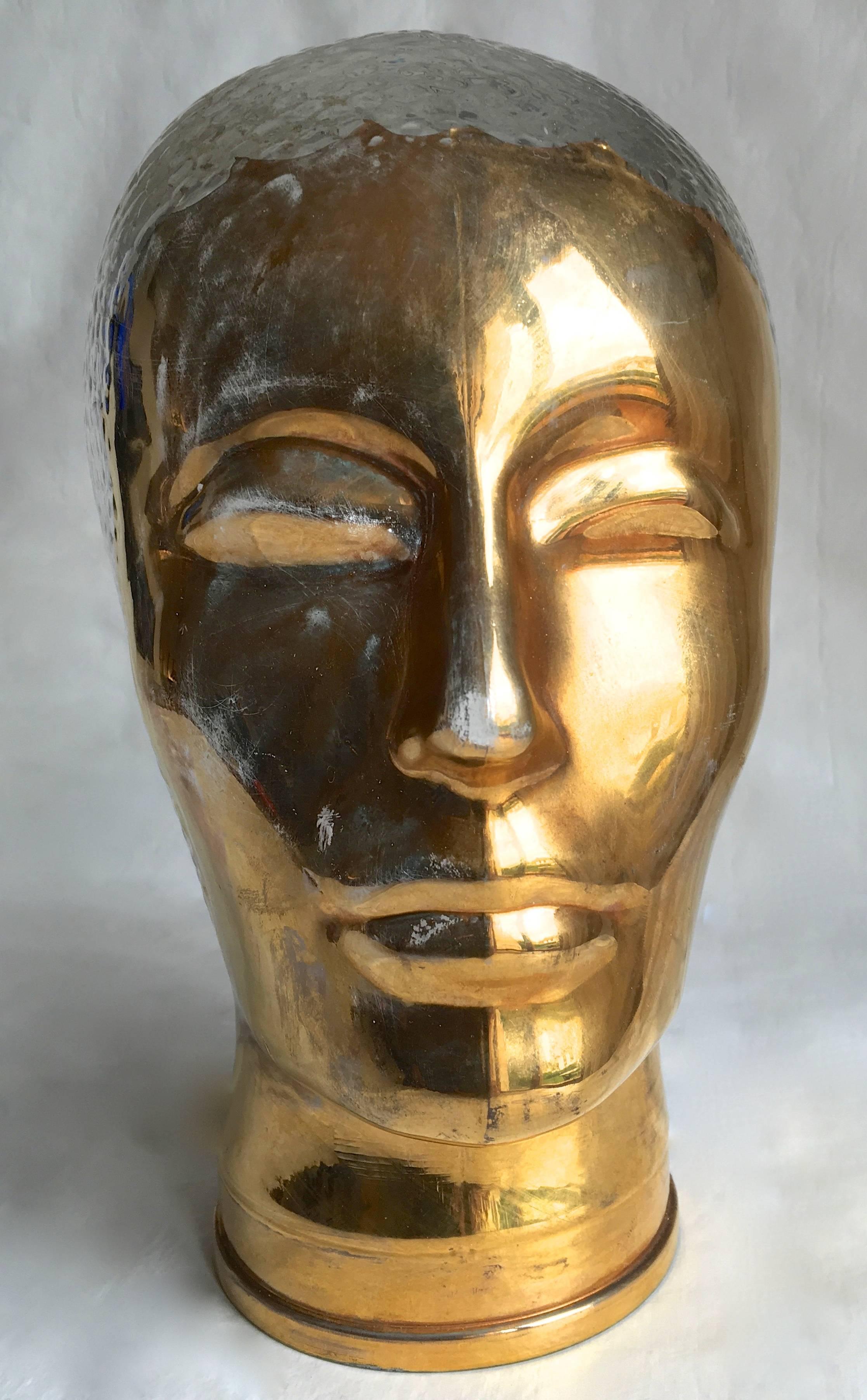 Very Rare Gold and Glass Head Sculpture Piero Fornasetti For Sale 2