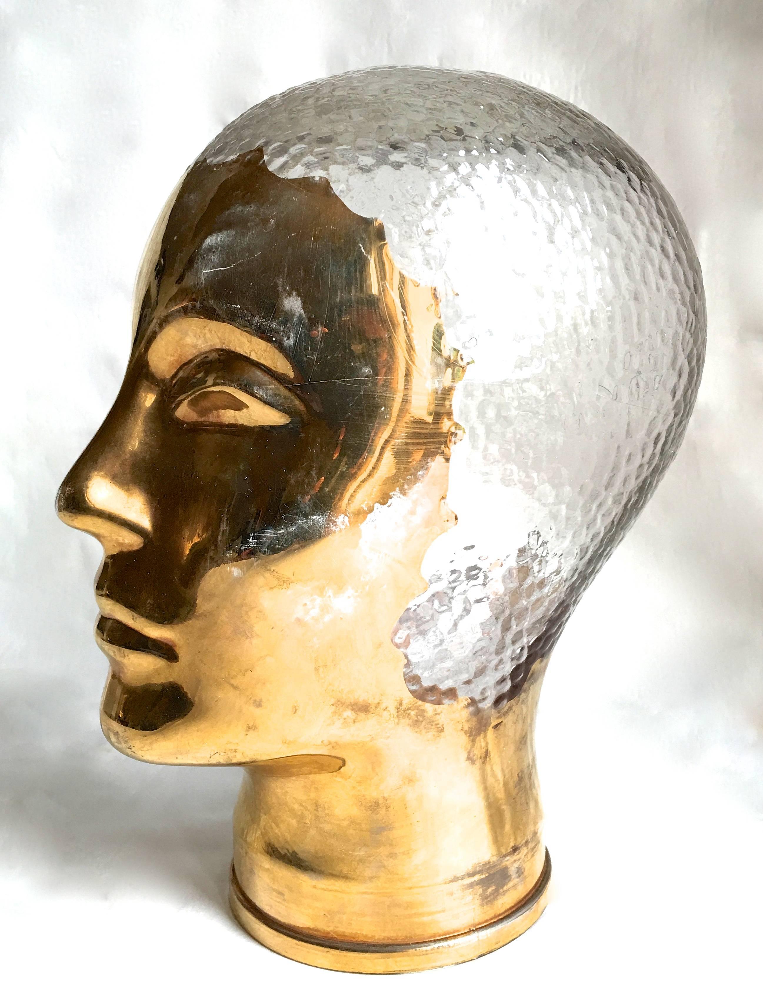 Very Rare Gold and Glass Head Sculpture Piero Fornasetti For Sale 1