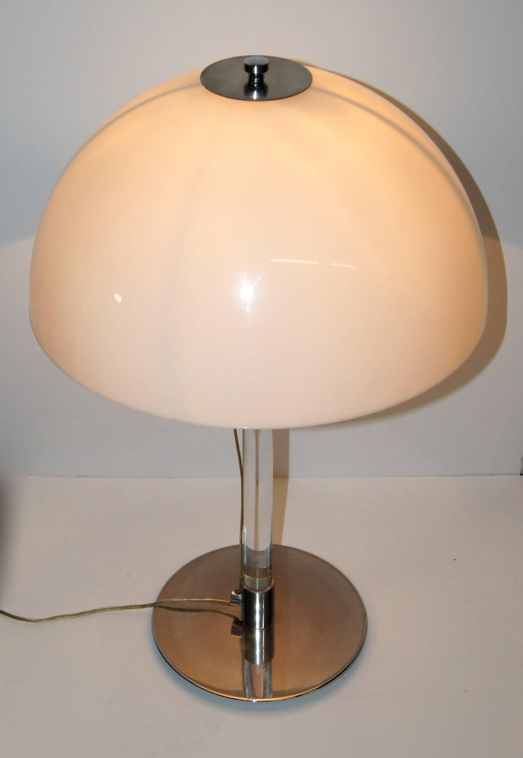 Spanish George W. Hansen Glass and Chrome Table Lamp For Sale