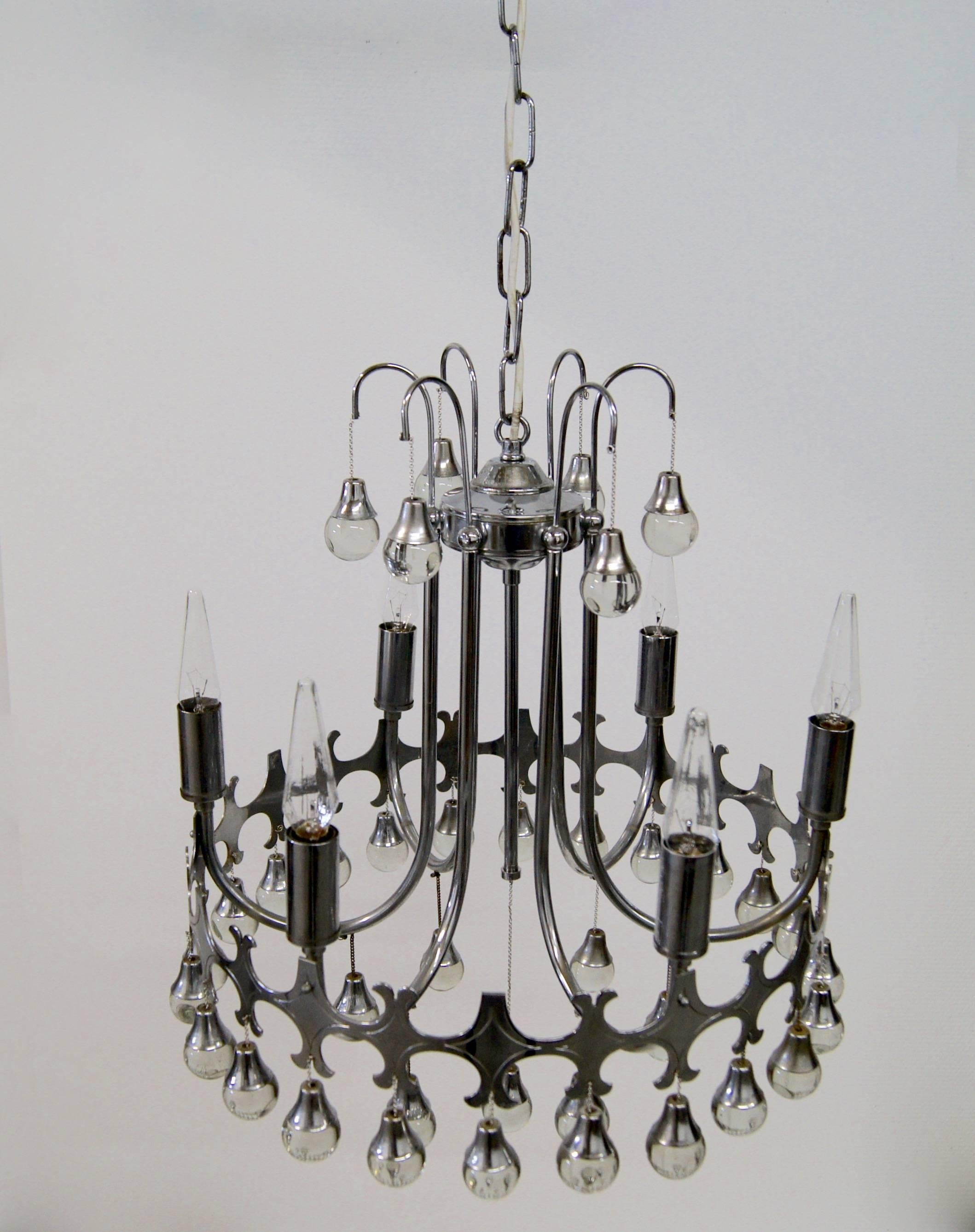 Italian Midcentury Chandelier, Gaetano Sciolari For Sale