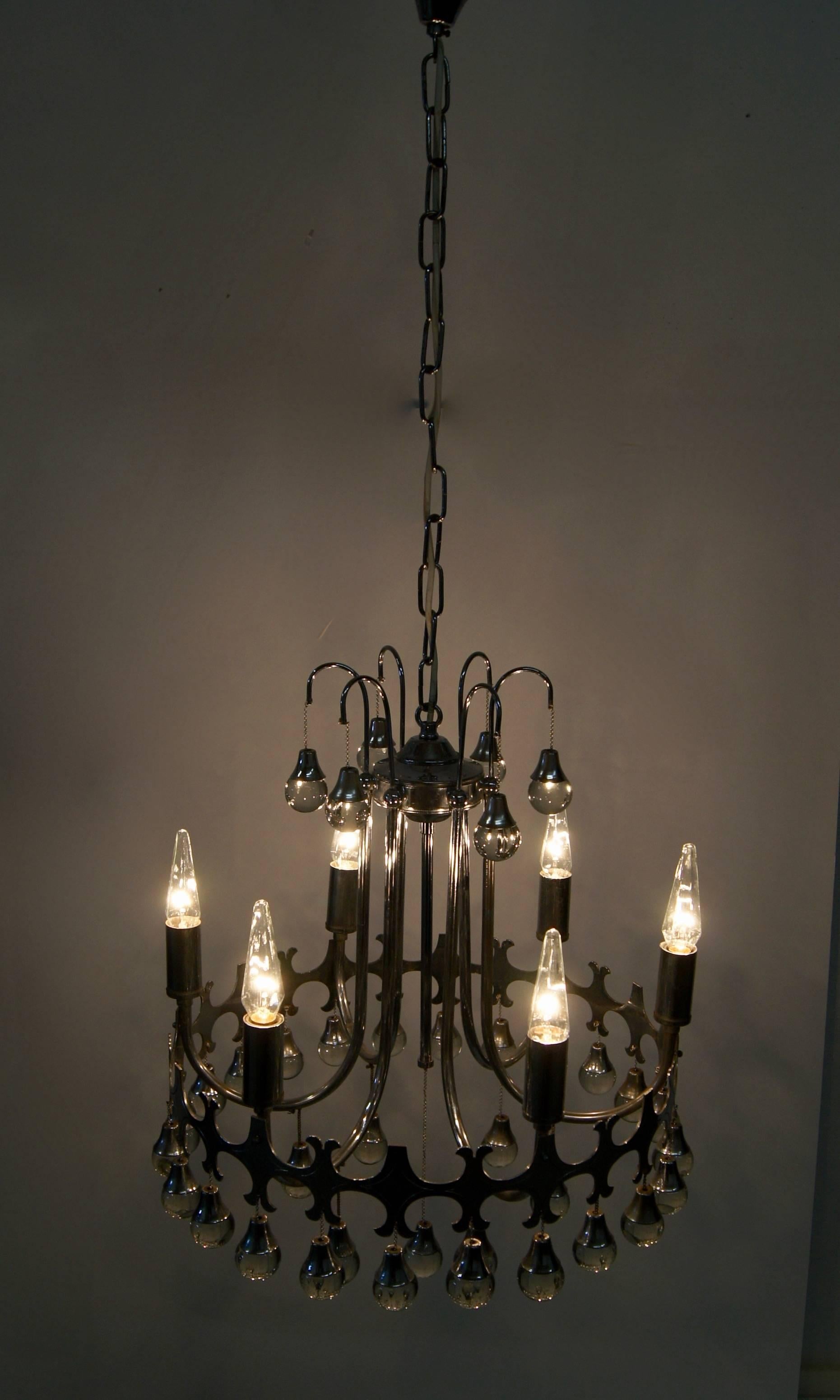 20th Century Midcentury Chandelier, Gaetano Sciolari For Sale