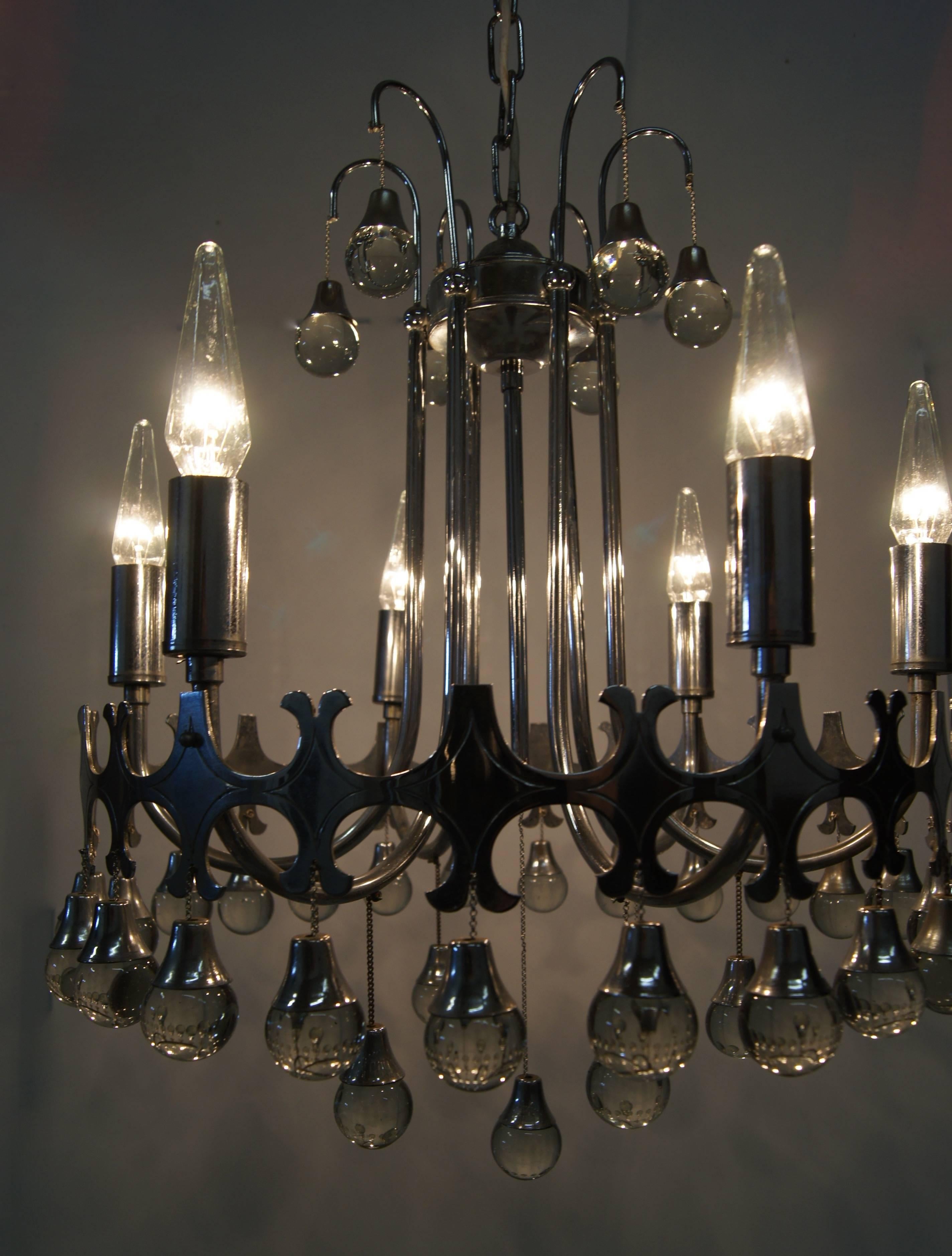 Metal Midcentury Chandelier, Gaetano Sciolari For Sale