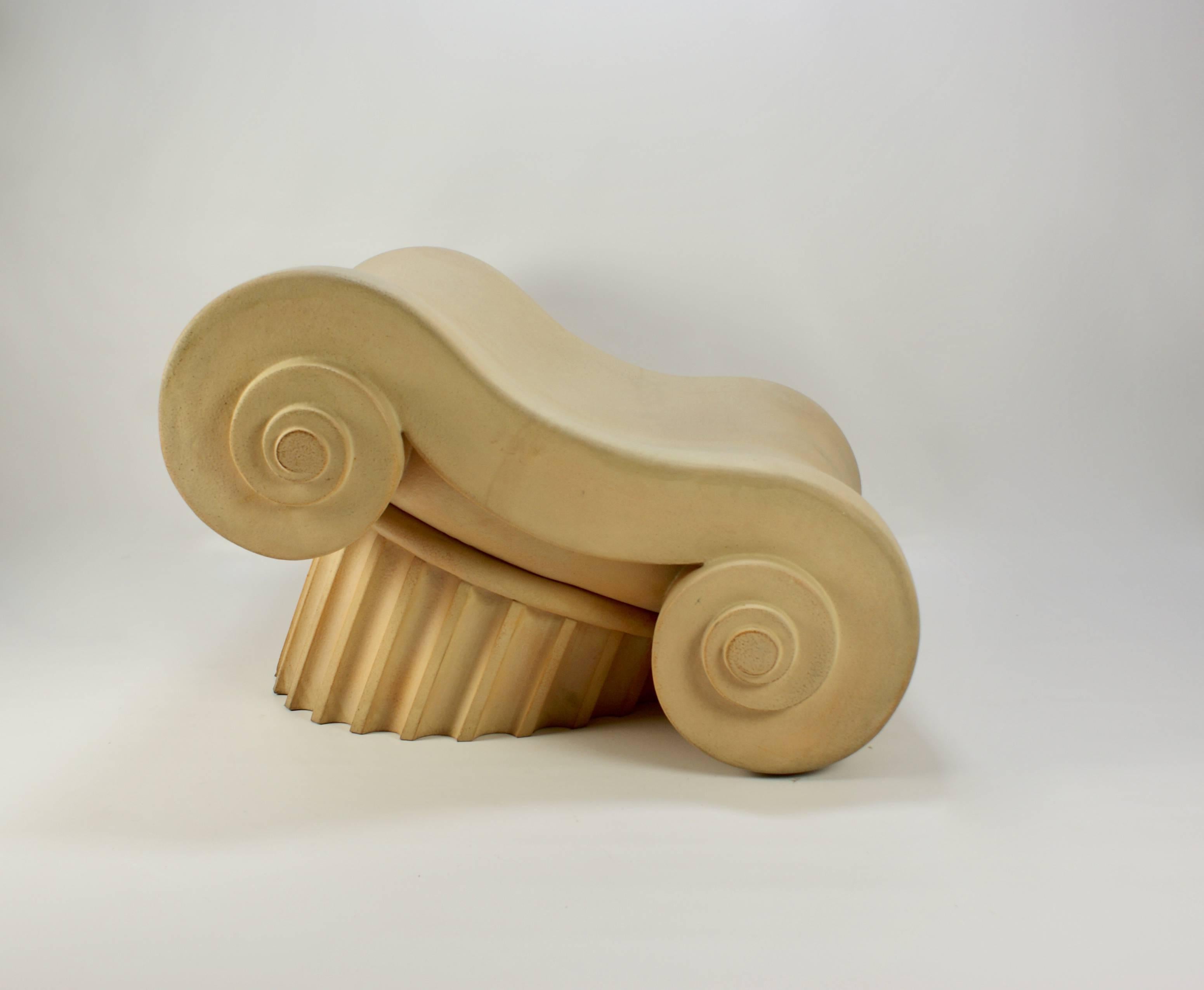 The Capitello Chair is a Pop-Art Icon and the founders of Studio 65, Franco Audrito and Piero Gatti designed it as an answer to the scepticism of the younger generation to the establishment. The Greek Ionic capital and column, a traditional Icon of