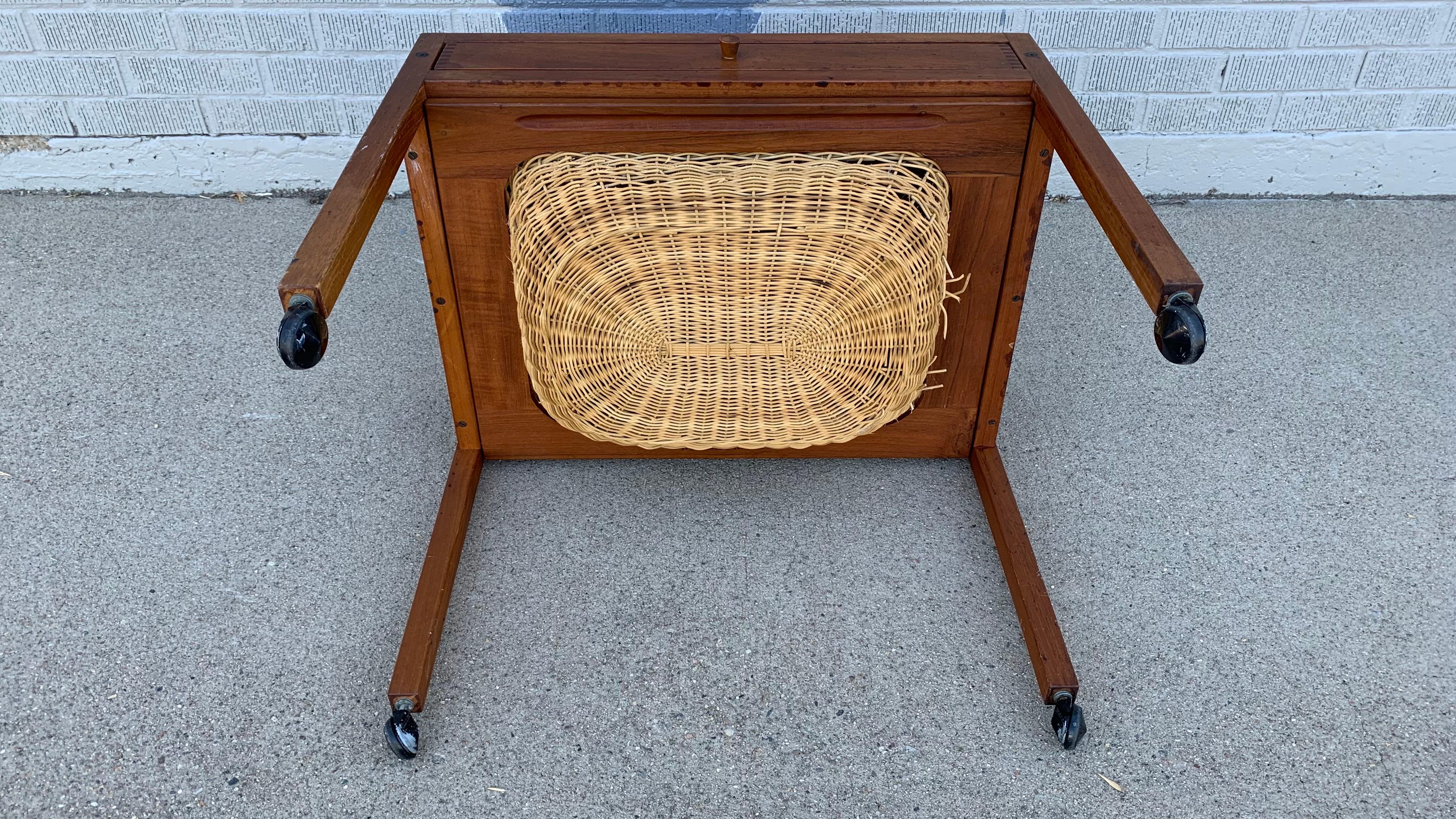 20th Century Vintage Danish Modern Style Sewing Table For Sale