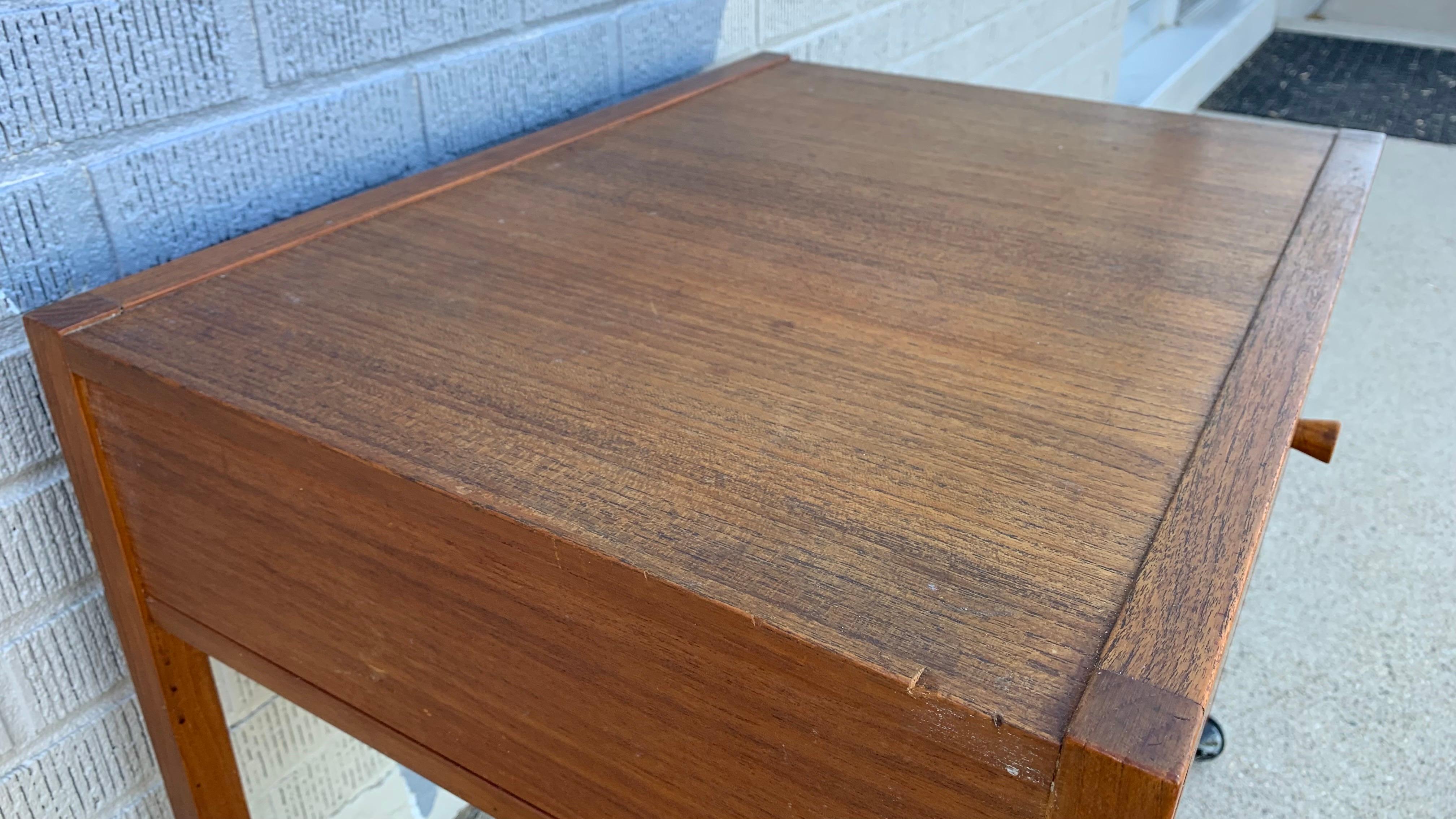 Wood Vintage Danish Modern Style Sewing Table For Sale