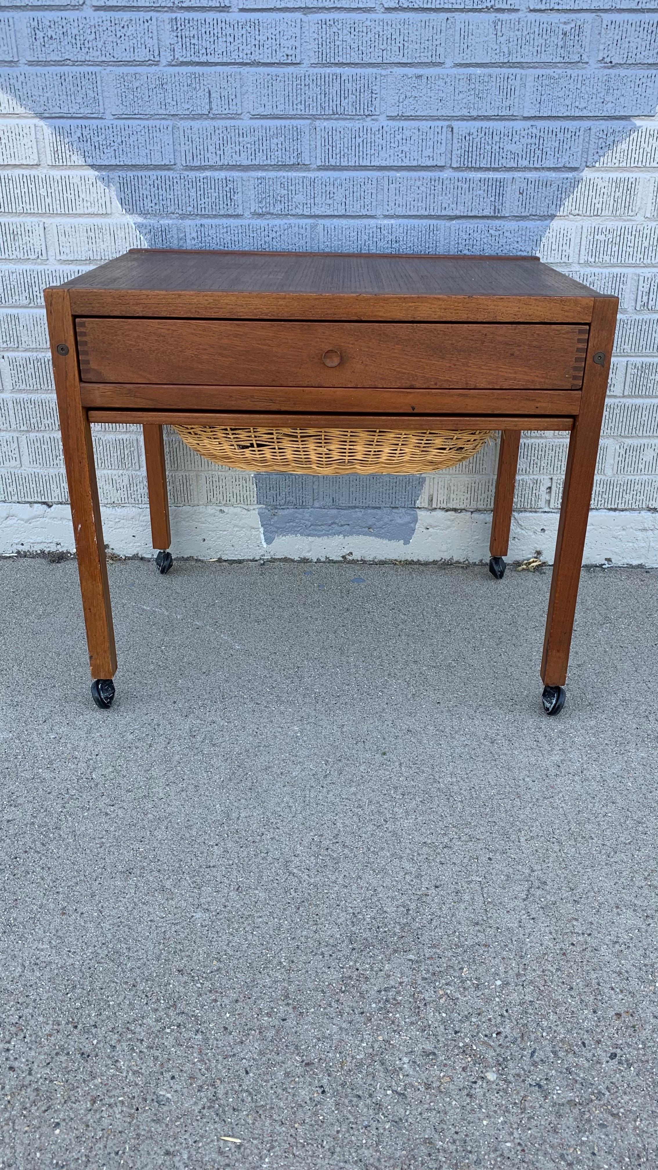 Scandinavian Modern Vintage Danish Modern Style Sewing Table For Sale