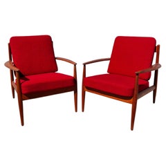 Grete Jalk für France & Son: Teakholz-Liegestühle, Paar, Dänemark, 1960er Jahre
